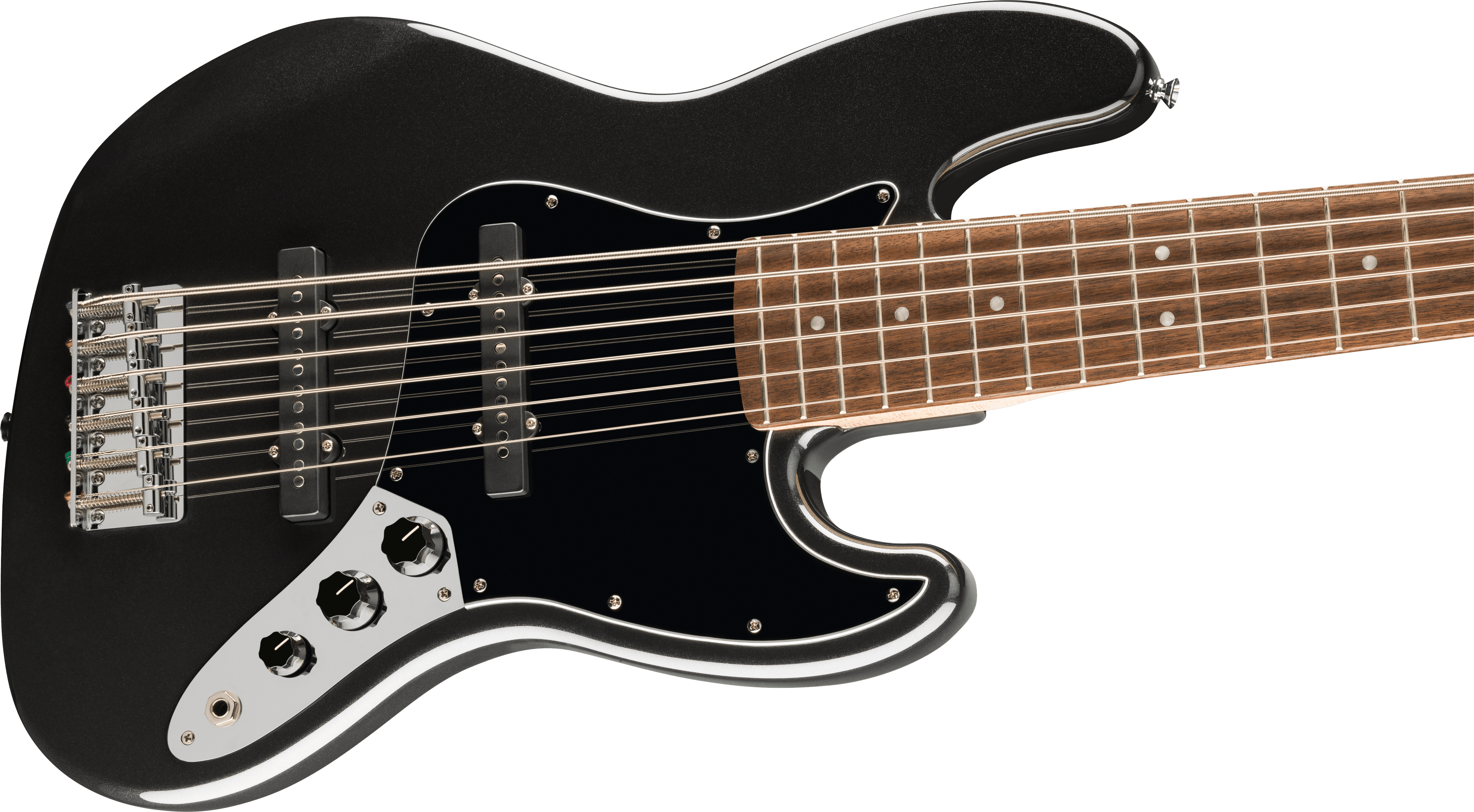 Squier® Affinity Series® Jazz Bass® VI, Laurel Fingerboard, Black Pickguard, Black Metallic