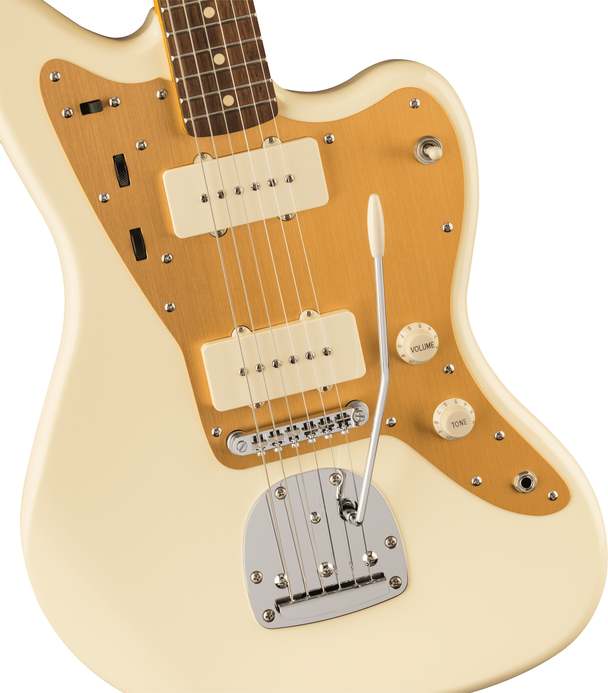 Squier® J Mascis Jazzmaster®, Laurel Fingerboard, Gold Anodized Pickguard, Vintage White