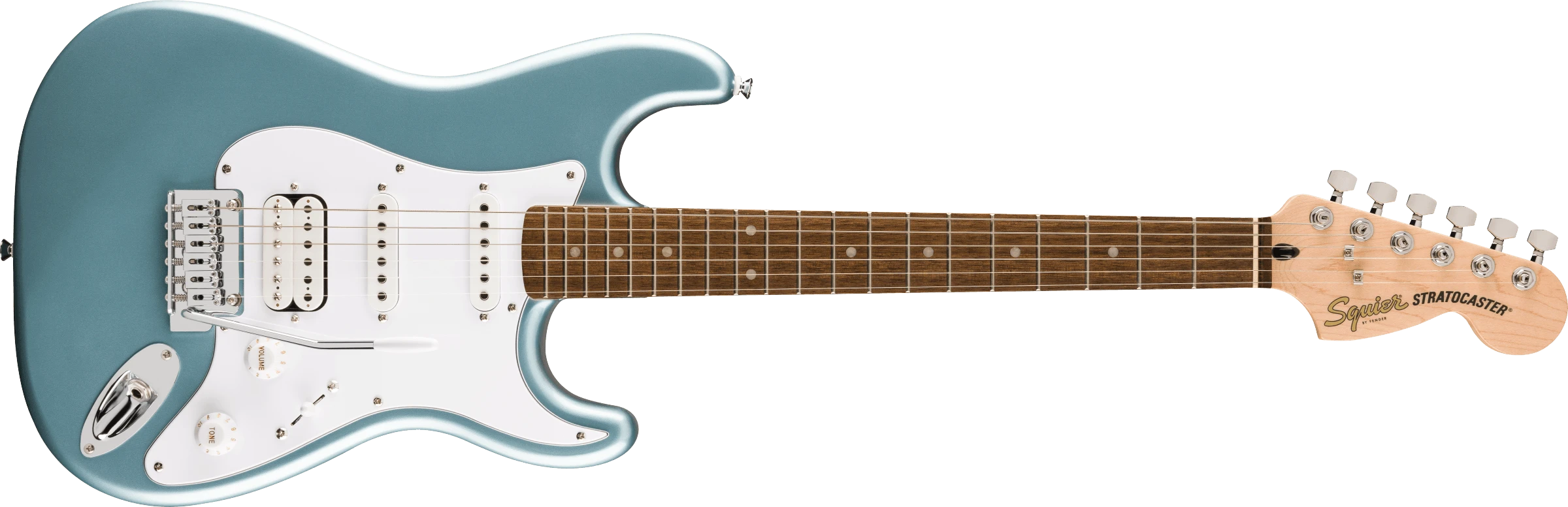 Squier® Affinity Series® Stratocaster® Junior HSS, Laurel Fingerboard, White Pickguard, Ice Blue Metallic