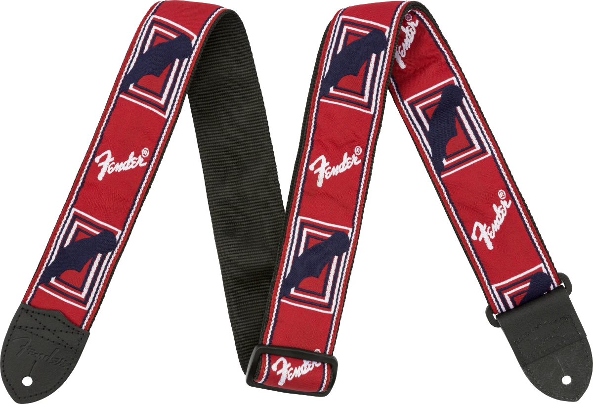 Fender® Monogrammed Strap, Red/White/Blue, 2"