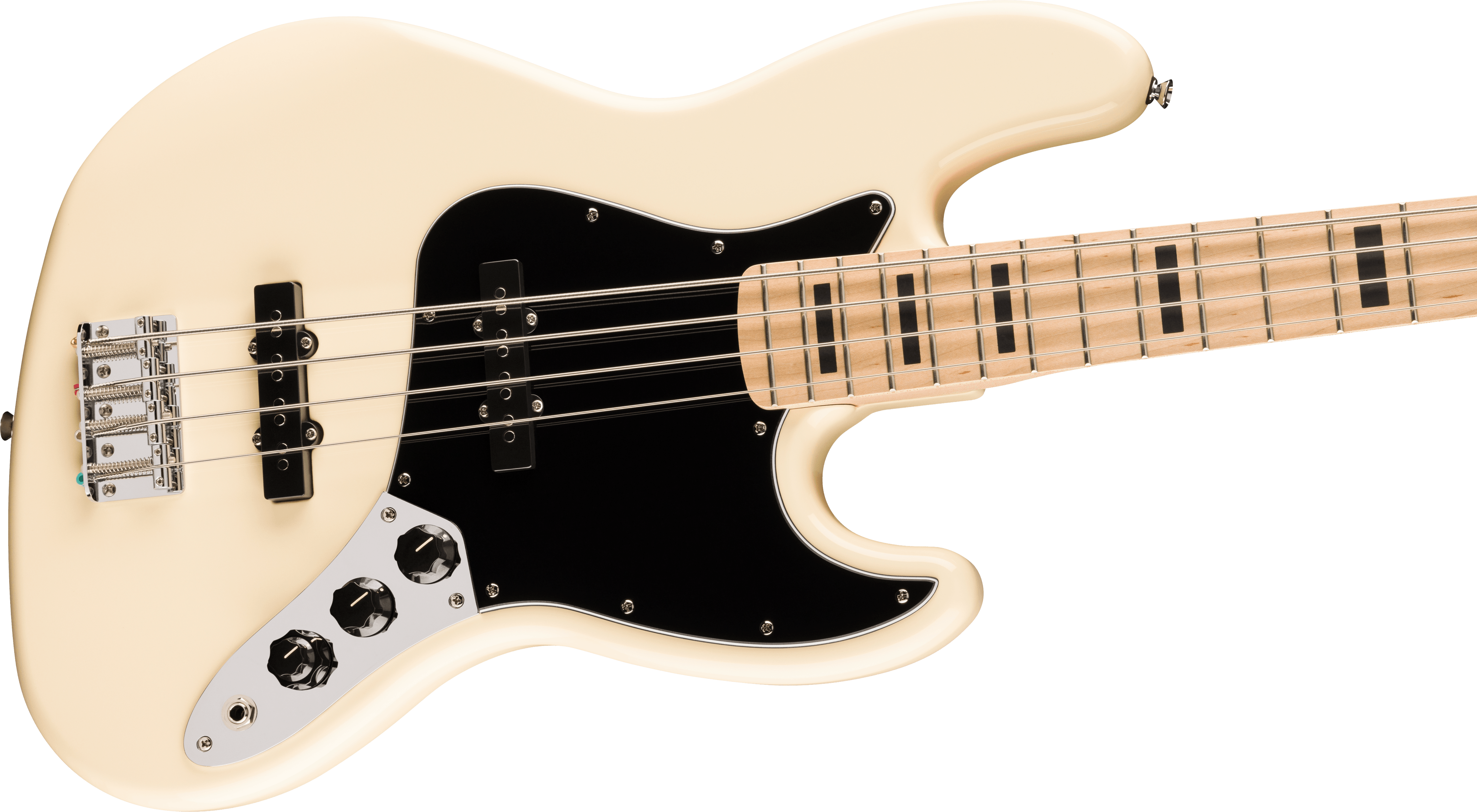 Squier® Affinity Series® Active Jazz Bass®, Maple Fingerboard, Black Pickguard, Olympic White