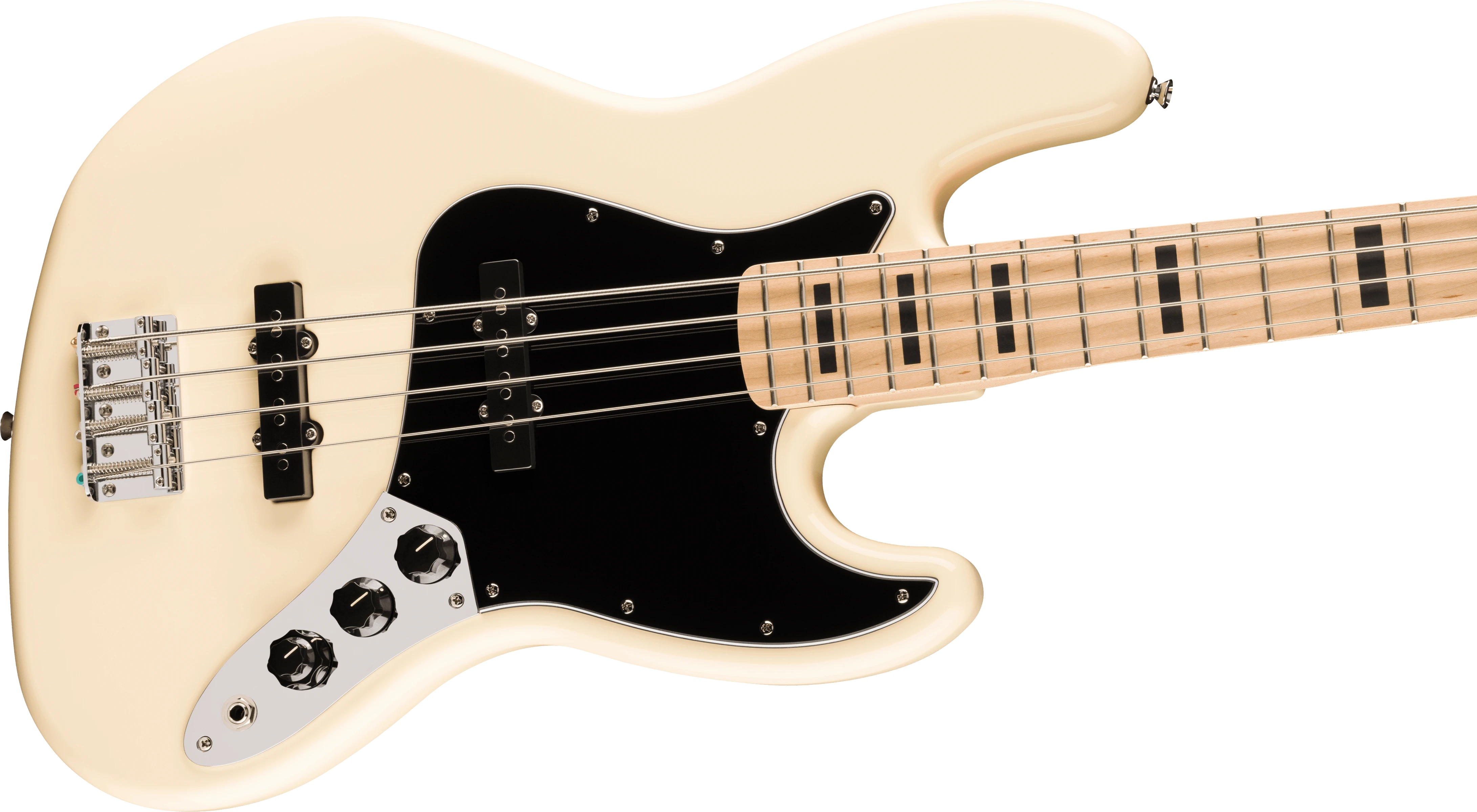 Squier® Affinity Series® Active Jazz Bass®, Maple Fingerboard, Black Pickguard, Olympic White