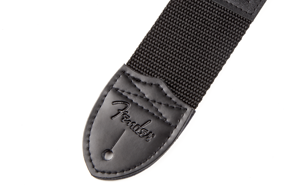 Fender® Logo Strap, Black/Yellow Logo, 2"