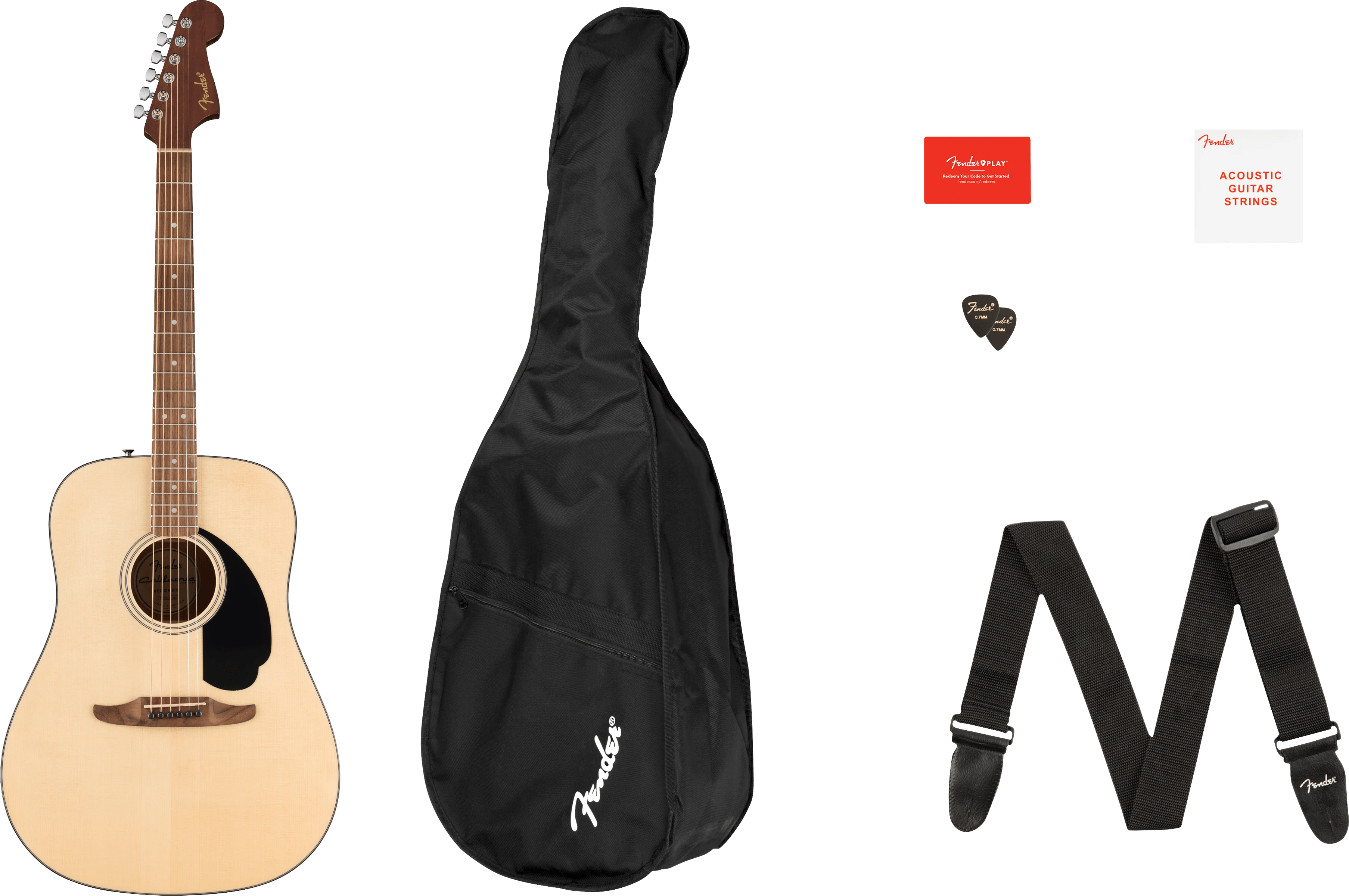 Fender® California Standard Redondo™ Pack, Spruce Top, Black Pickguard, Natural