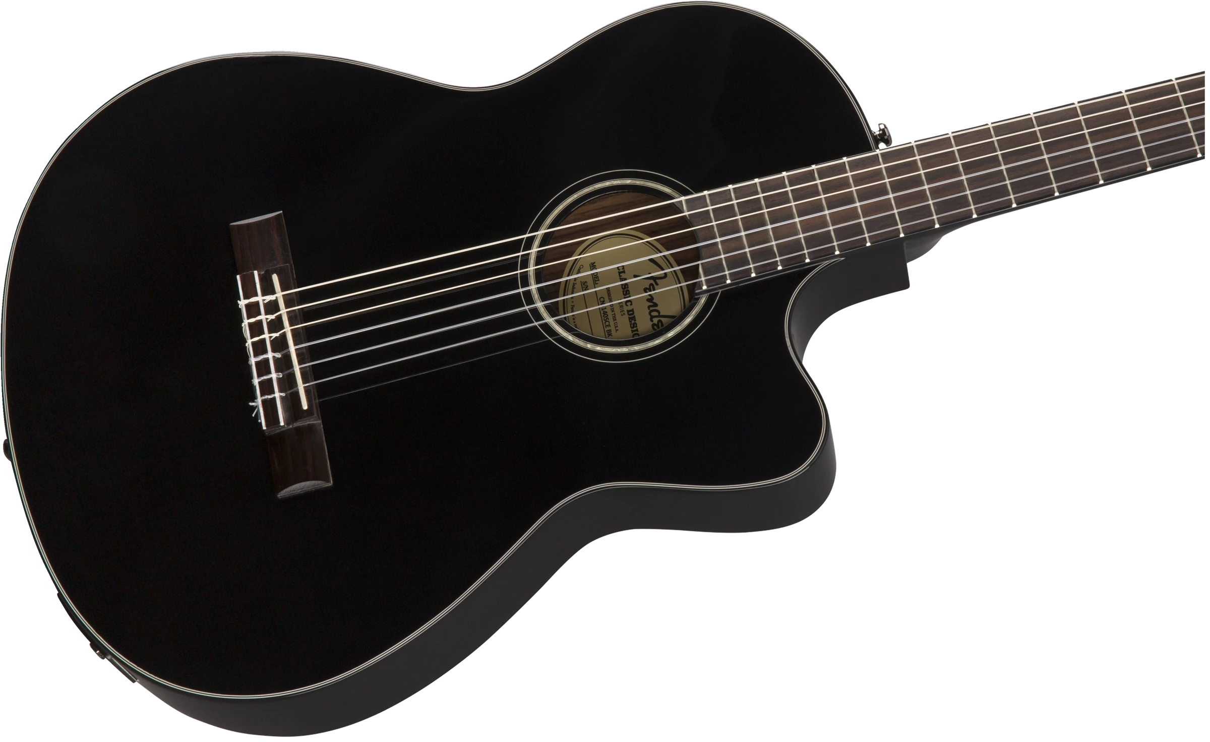 Fender® CN-140SCE Nylon Thinline, Walnut Fingerboard, Black w/case