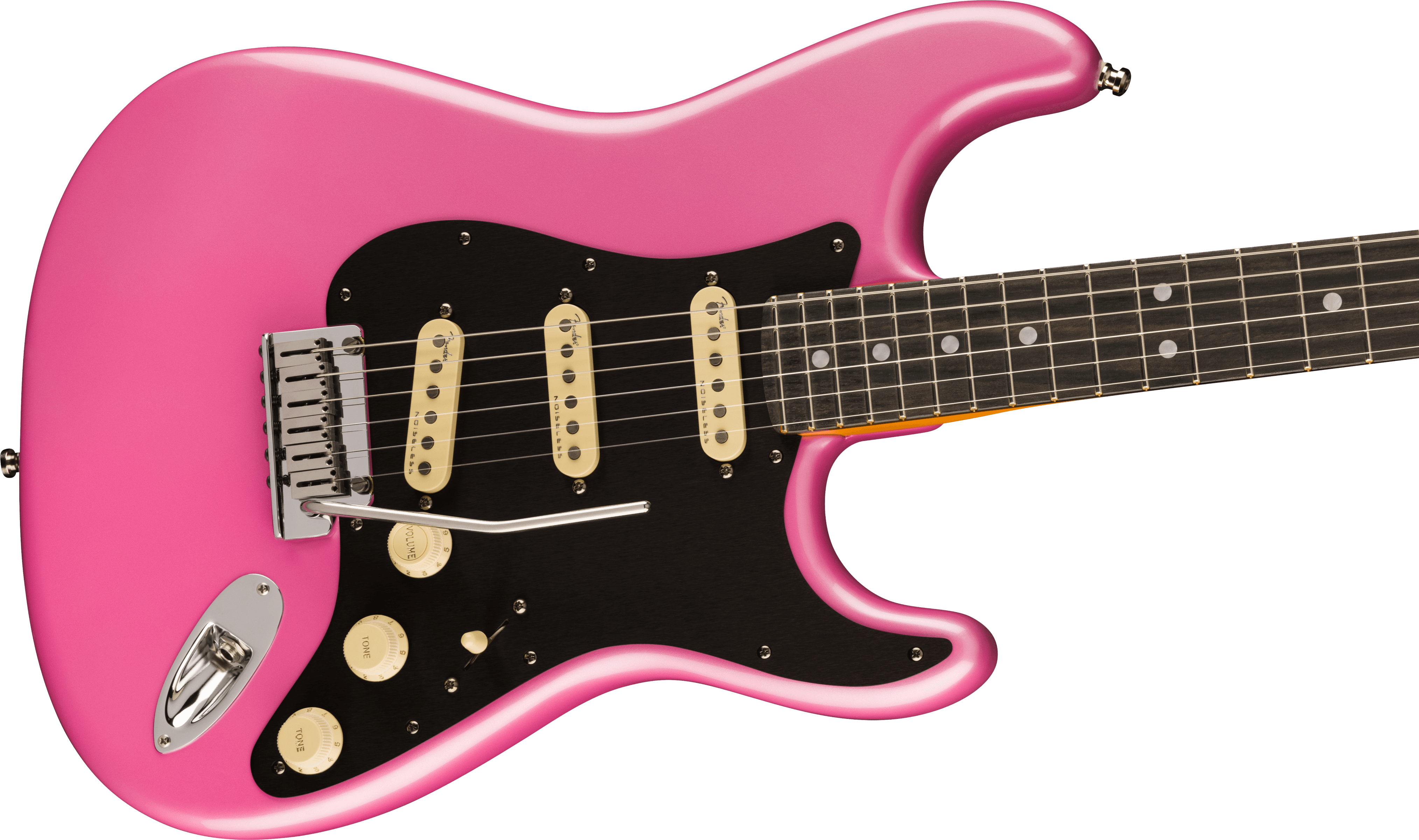 Fender® American Ultra Stratocaster®, Ebony Fingerboard, Bubble Gum Metallic