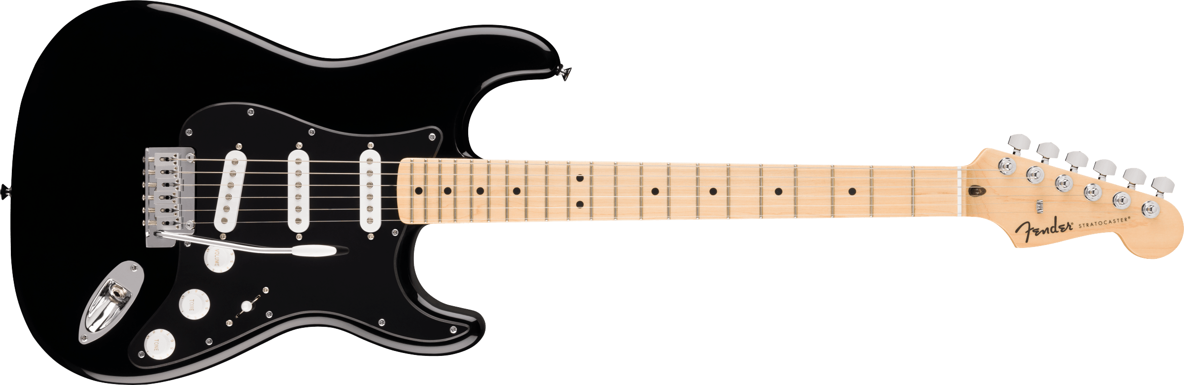 Fender® Standard Stratocaster®, Maple Fingerboard, Black Pickguard, Black