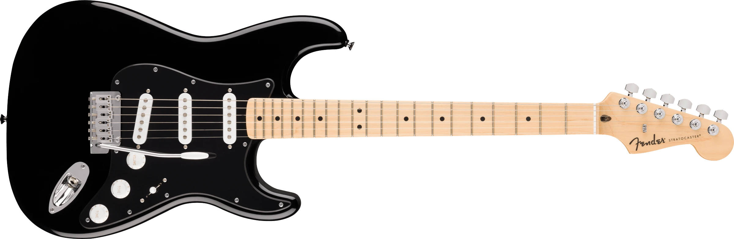 Fender® Standard Stratocaster®, Maple Fingerboard, Black Pickguard, Black