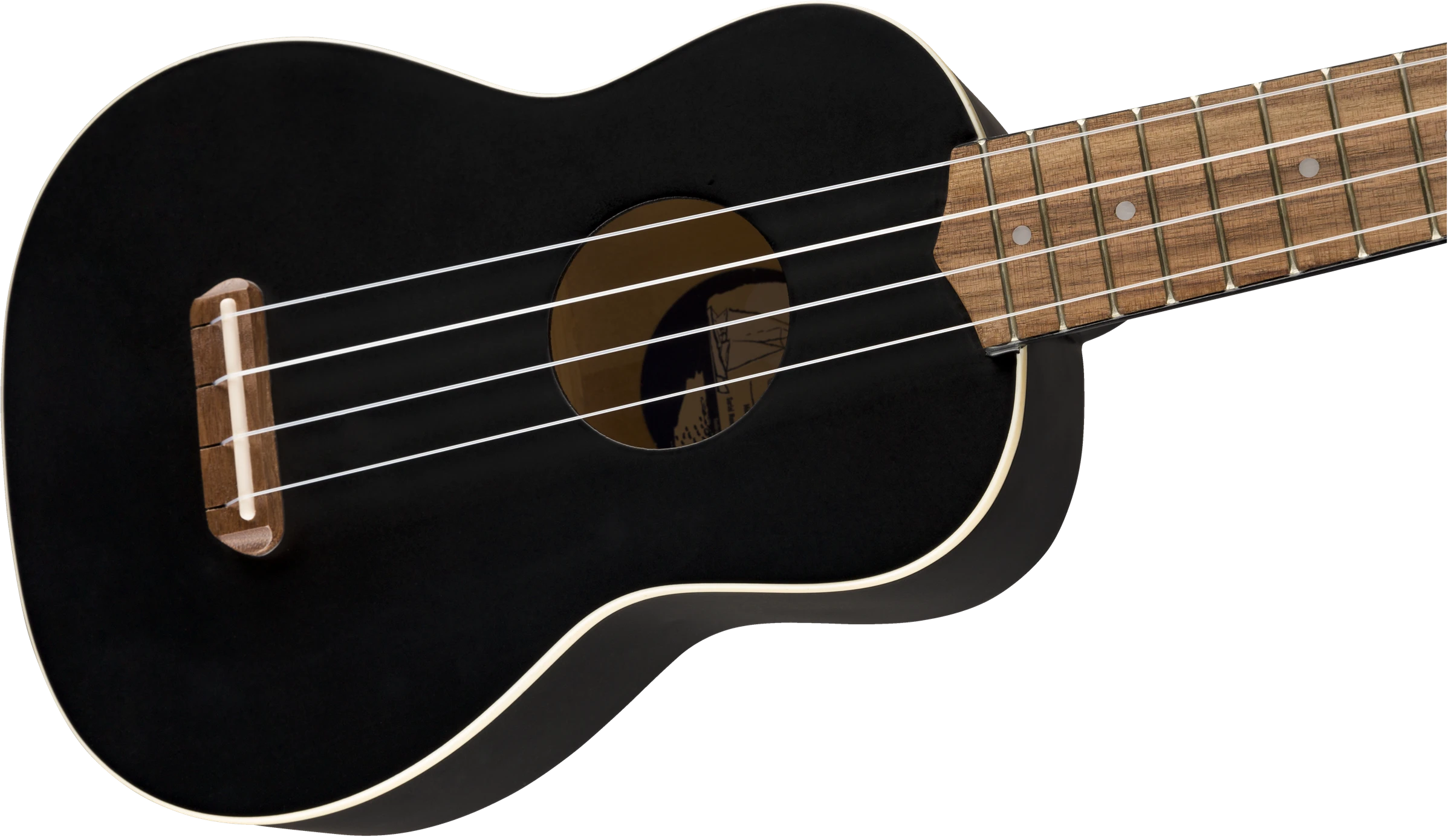 Fender® Venice Soprano Uke, Walnut Fingerboard, Black