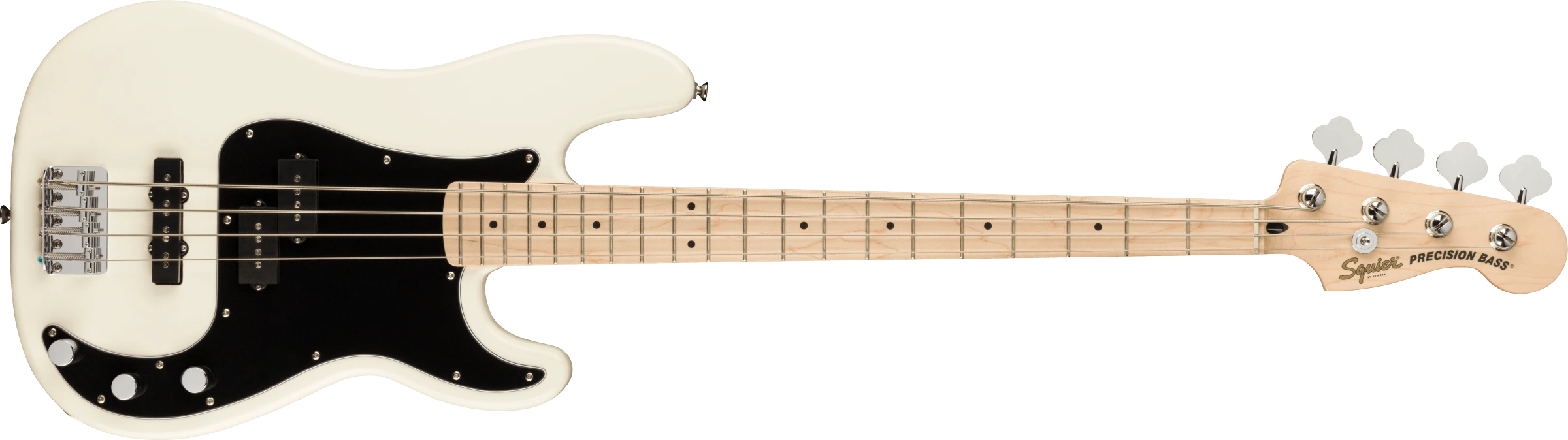 Squier® Affinity Series® Precision Bass® PJ, Maple Fingerboard, Black Pickguard, Olympic White
