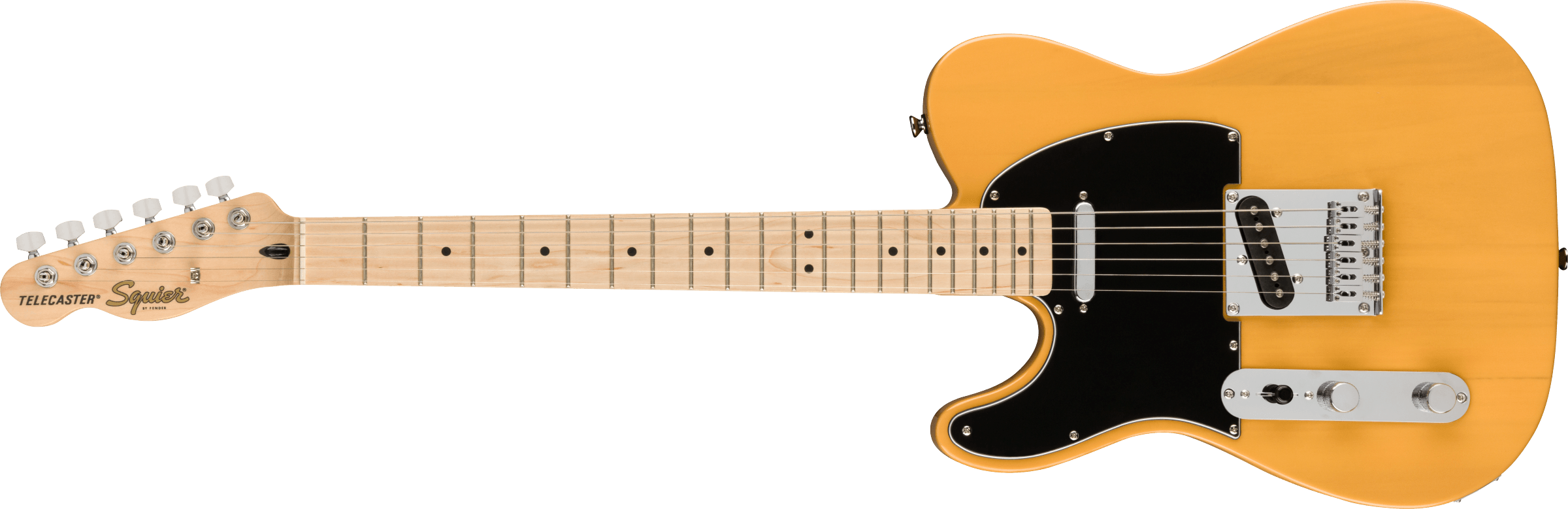 Squier® Affinity Series® Telecaster® Left-Handed, Maple Fingerboard, Black Pickguard, Butterscotch Blonde