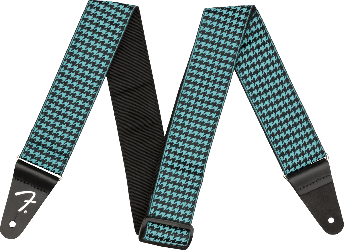 Fender® Houndstooth Jacquard Strap, Teal, 2"