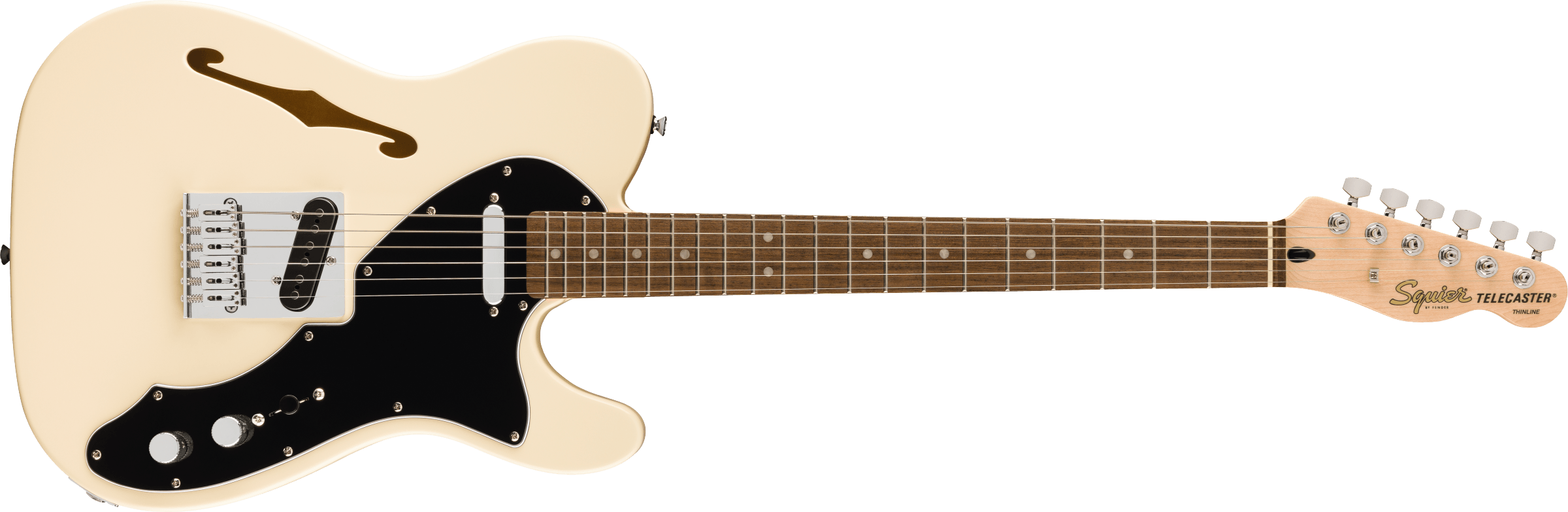 Squier® Affinity Series® Telecaster® Thinline, Laurel Fingerboard, Black Pickguard, Olympic White