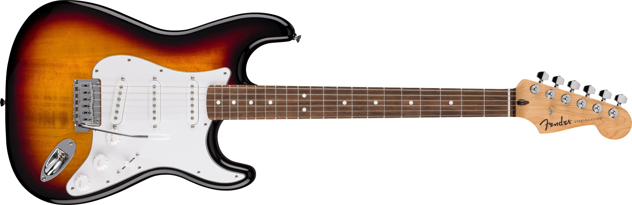 Fender® Standard Stratocaster®, Laurel Fingerboard, White Pickguard, 3-Color Sunburst