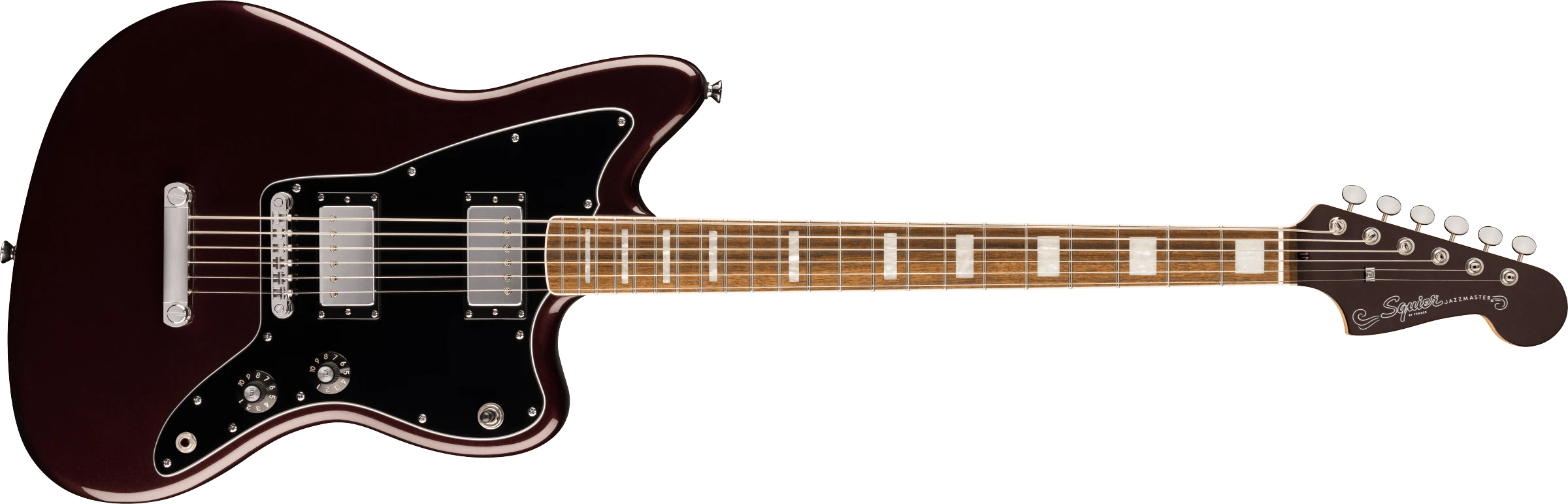 Squier® Paranormal Baritone Jazzmaster® HH, Laurel Fingerboard, Black Pickguard, Oxblood