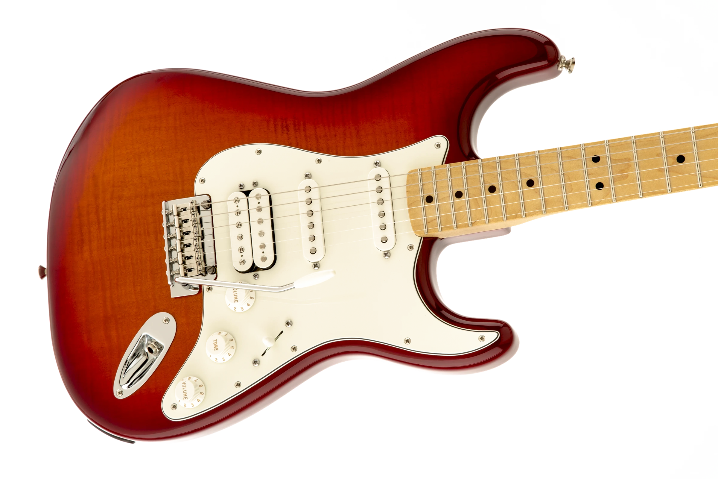 Fender® Deluxe Stratocaster® HSS Plus Top with iOS Connectivity, Maple Fingerboard, Aged Cherry Burst