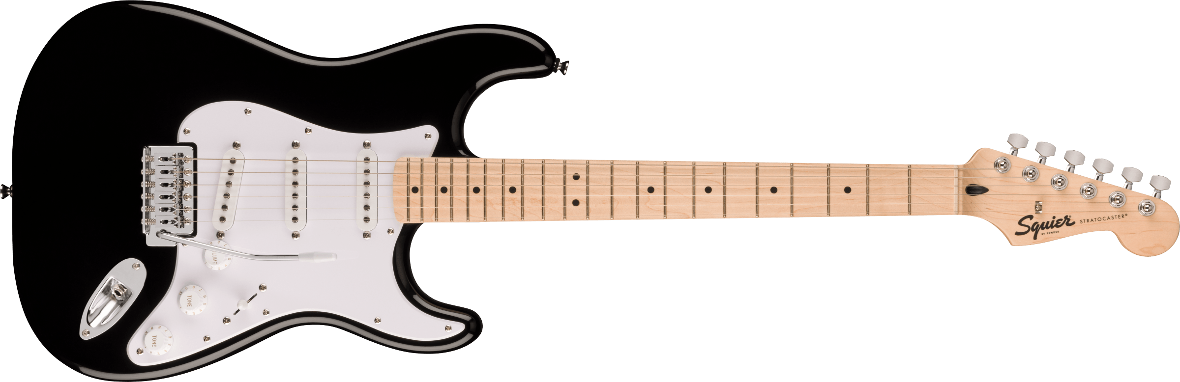 Squier® Squier Sonic™ Stratocaster®, Maple Fingerboard, White Pickguard, Black