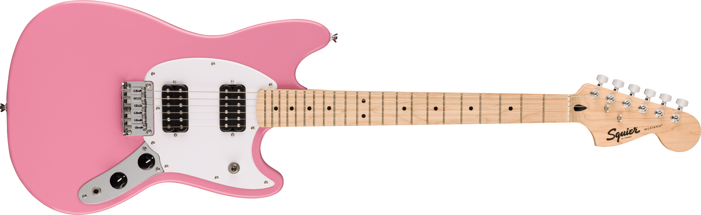 Squier® Squier Sonic® Mustang® HH, Maple Fingerboard, White Pickguard, Flash Pink
