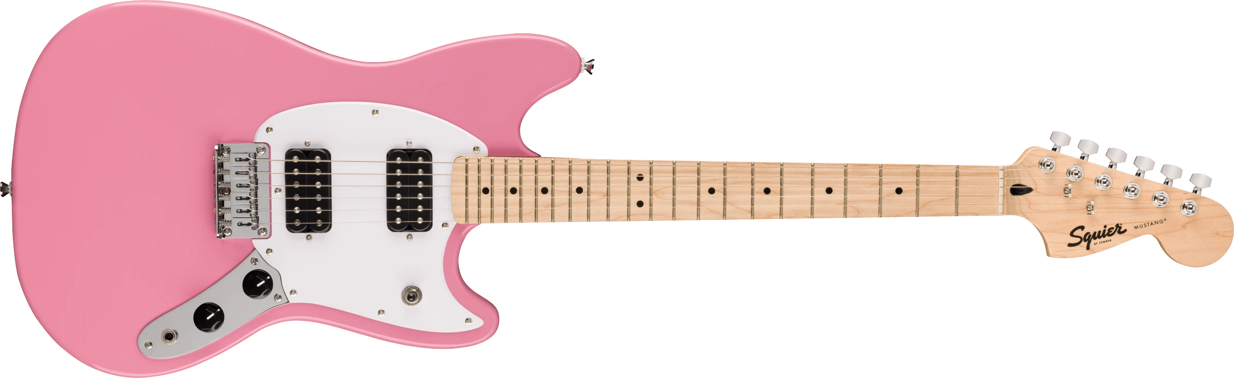 Squier® Squier Sonic® Mustang® HH, Maple Fingerboard, White Pickguard, Flash Pink