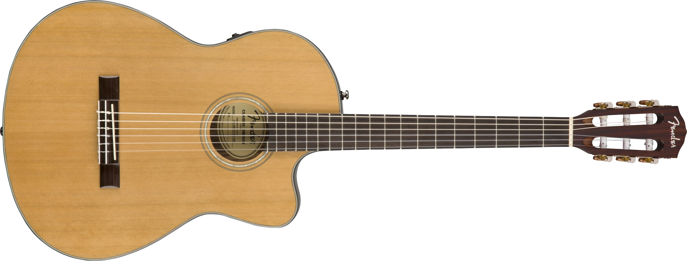 Fender® CN-140SCE Nylon Thinline, Walnut Fingerboard, Natural w/Case