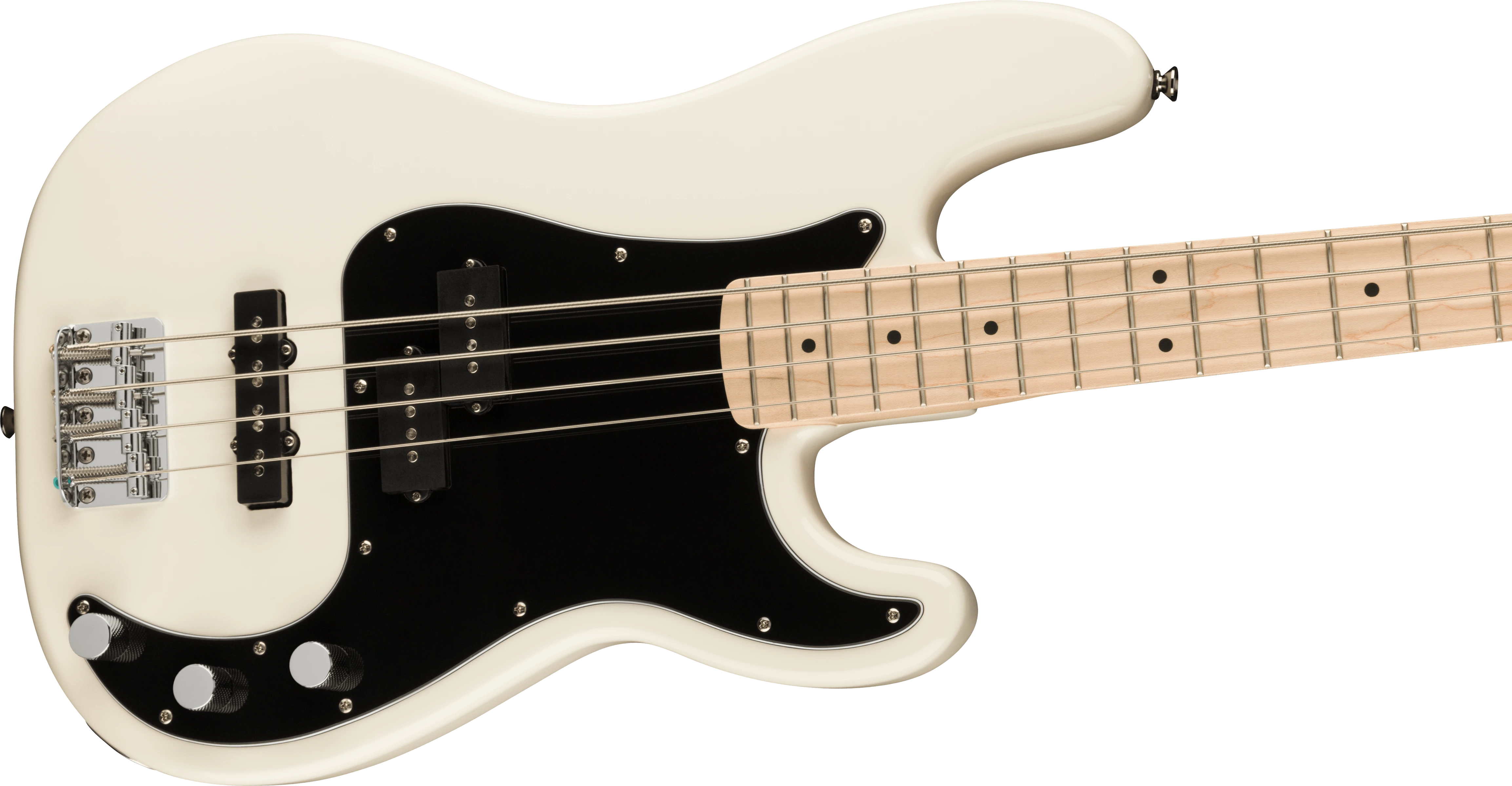 Squier® Affinity Series® Precision Bass® PJ, Maple Fingerboard, Black Pickguard, Olympic White