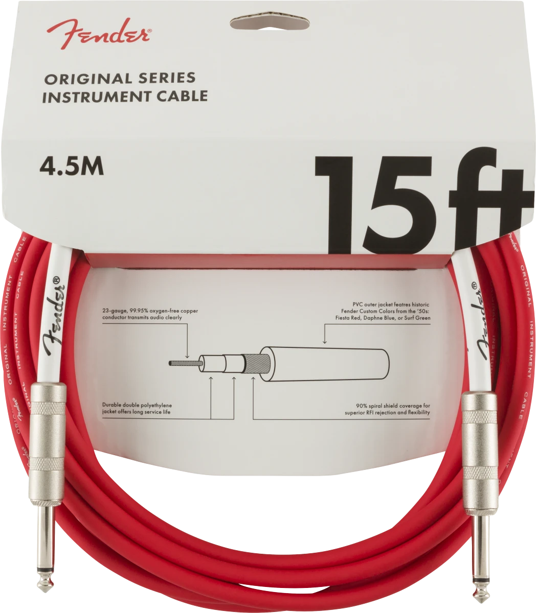 Fender® Original Series Instrument Cable, 15', Fiesta Red