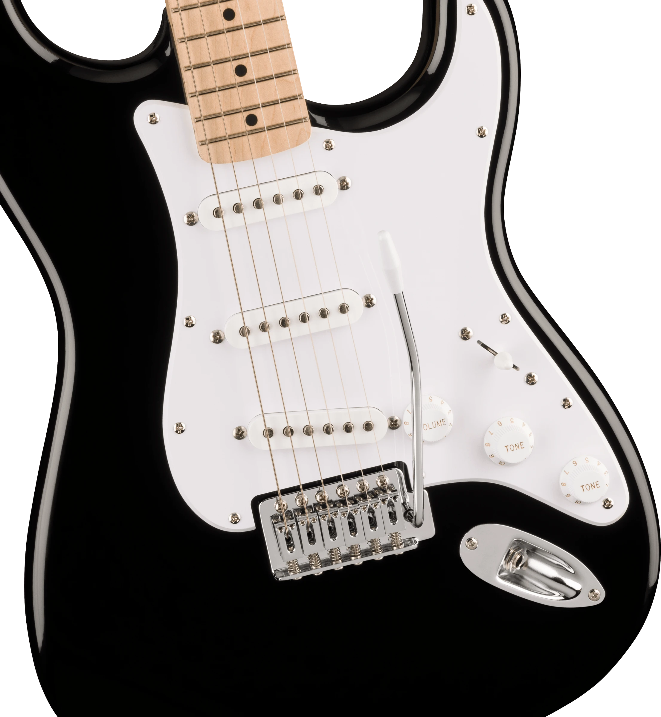 Squier® Sonic® Stratocaster®, Maple Fingerboard, White Pickguard, Black