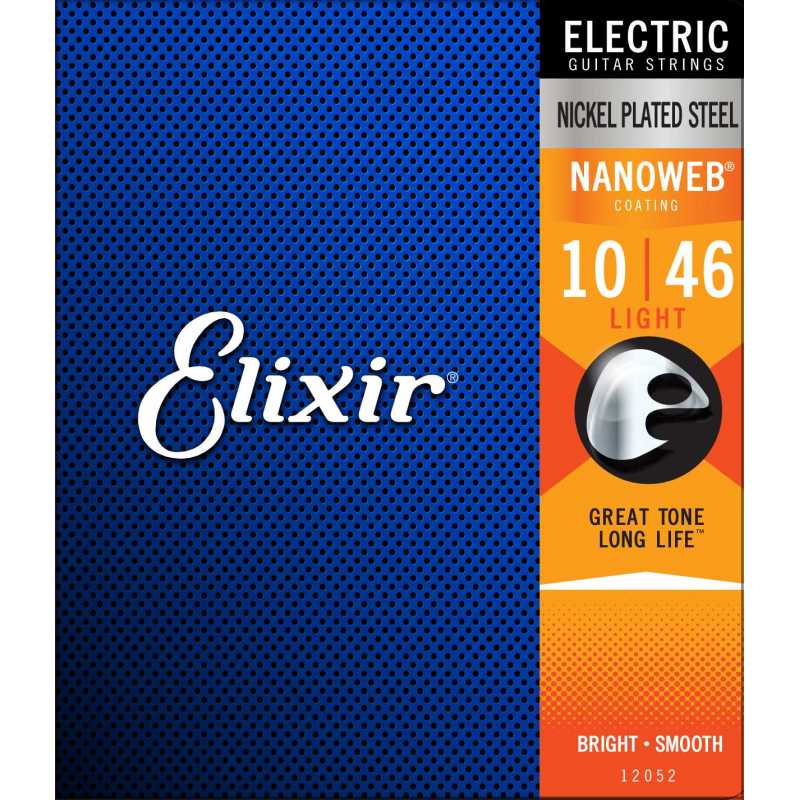 Elixir® 12052 Electric Nickel Plated Steel Strings NANOWEB® Coating Light: .010 .013 .017 .026 .036 .046