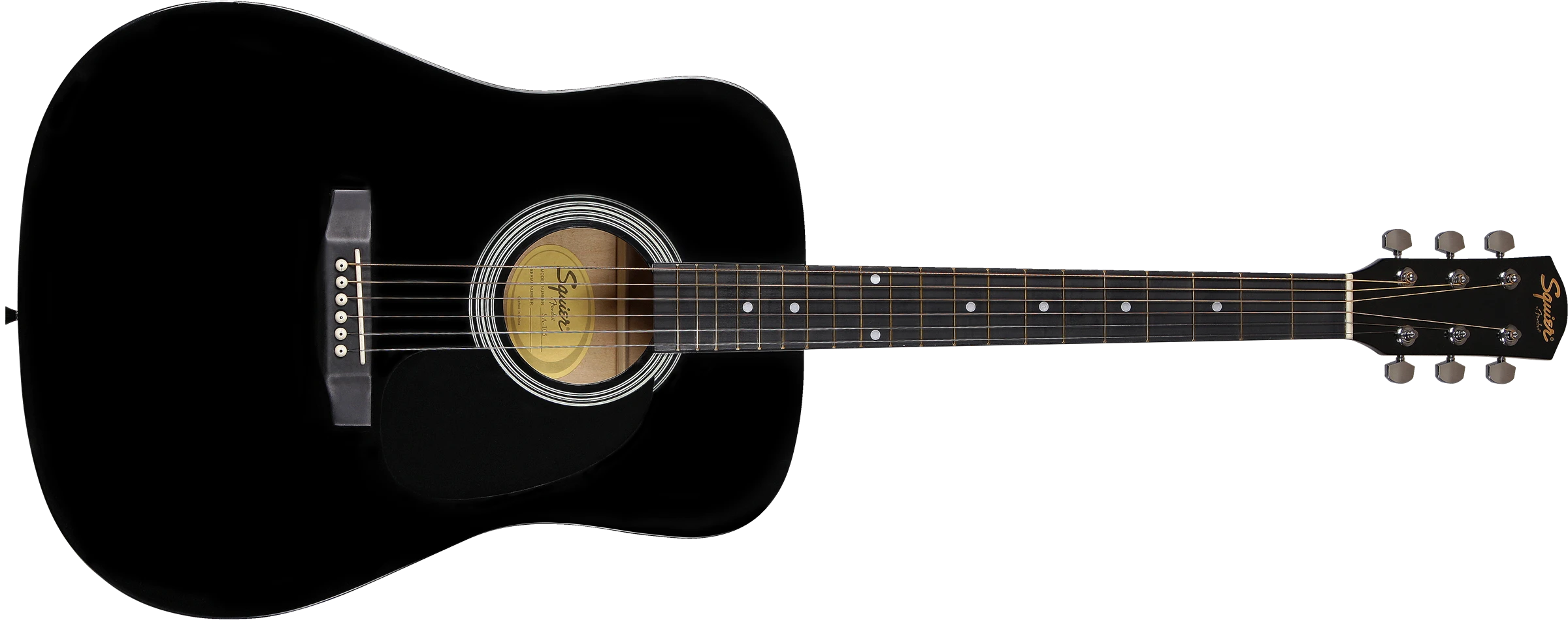 Squier® Dreadnought, Dark-Stained Maple Fingerboard, SA-105, Black