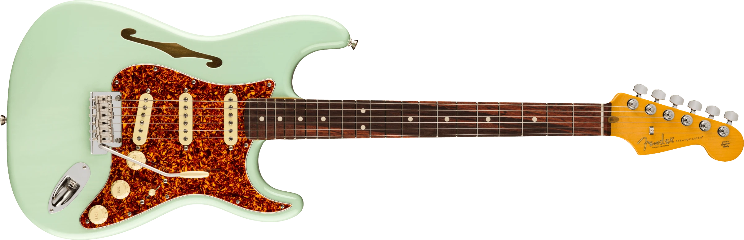 Fender® American Professional II Stratocaster® Thinline, Rosewood Fingerboard, Transparent Surf Green