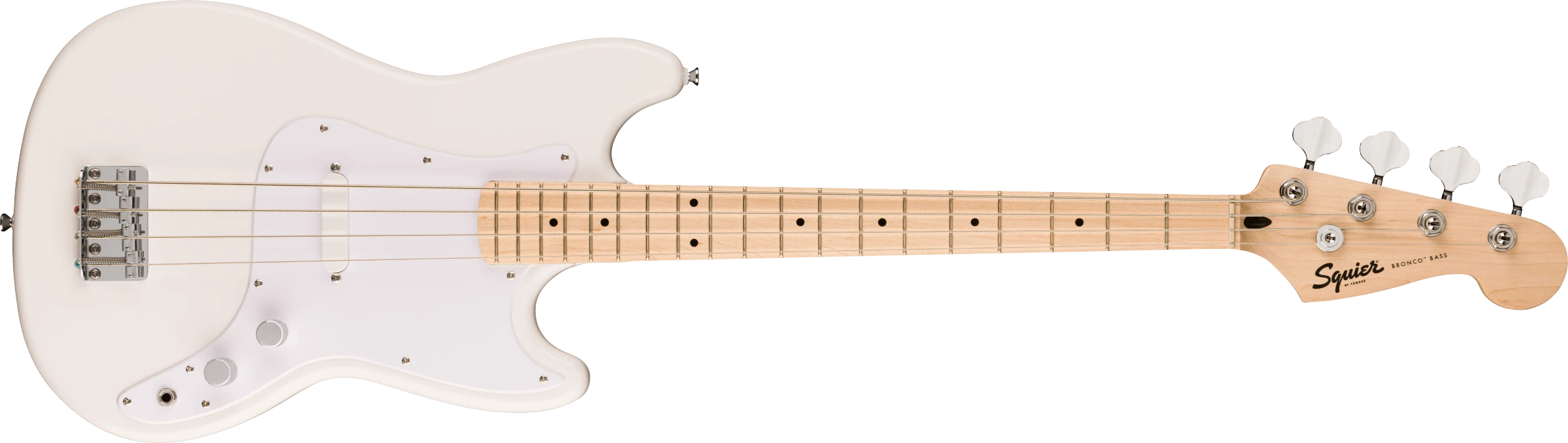 Squier® Squier Sonic® Bronco™ Bass, Maple Fingerboard, White Pickguard, Arctic White