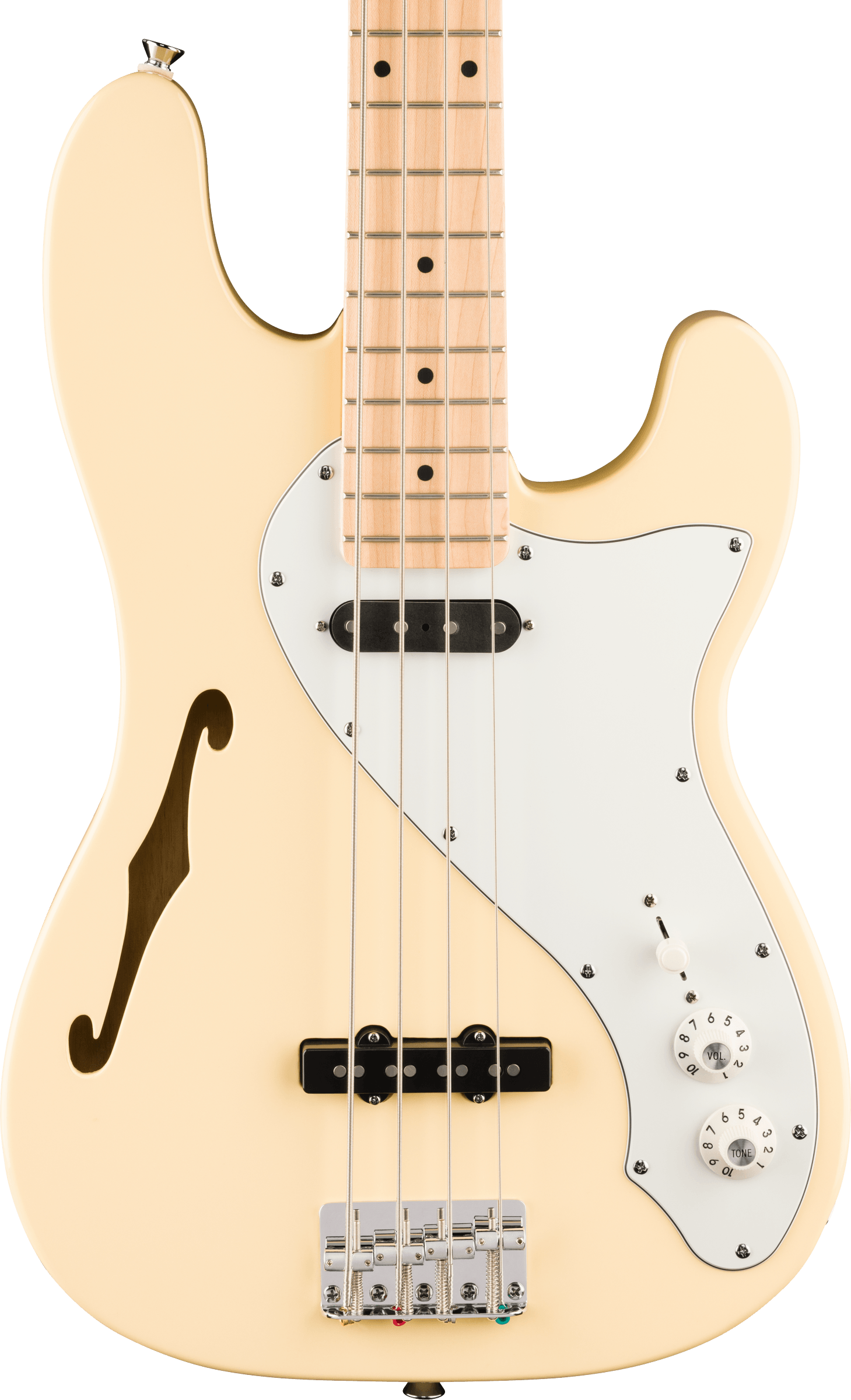 Squier® Paranormal Precision Bass® Thinline SJ, Maple Fingerboard, Parchment Pickguard, Vintage White