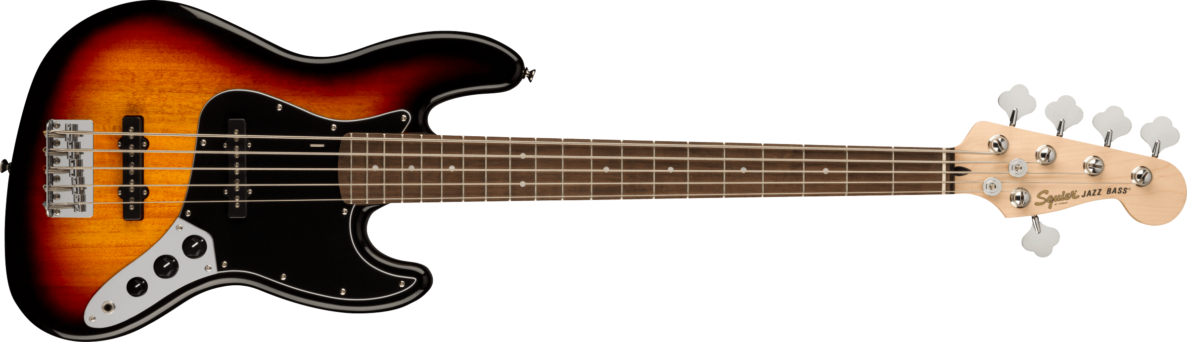 Squier® Affinity Series® Jazz Bass® V, Laurel Fingerboard, Black Pickguard, 3-Color Sunburst