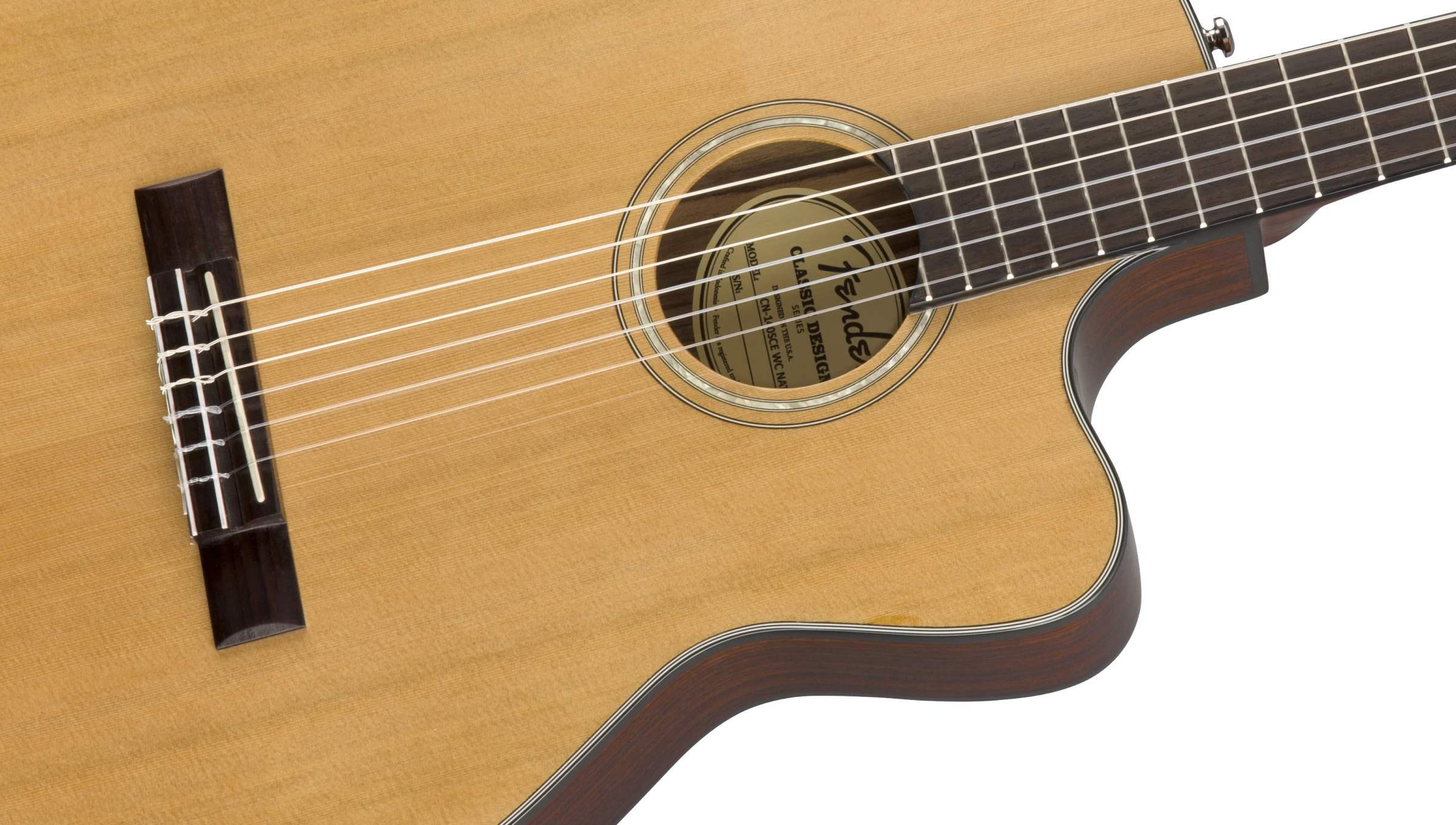 Fender® CN-140SCE Nylon Thinline, Walnut Fingerboard, Natural w/Case