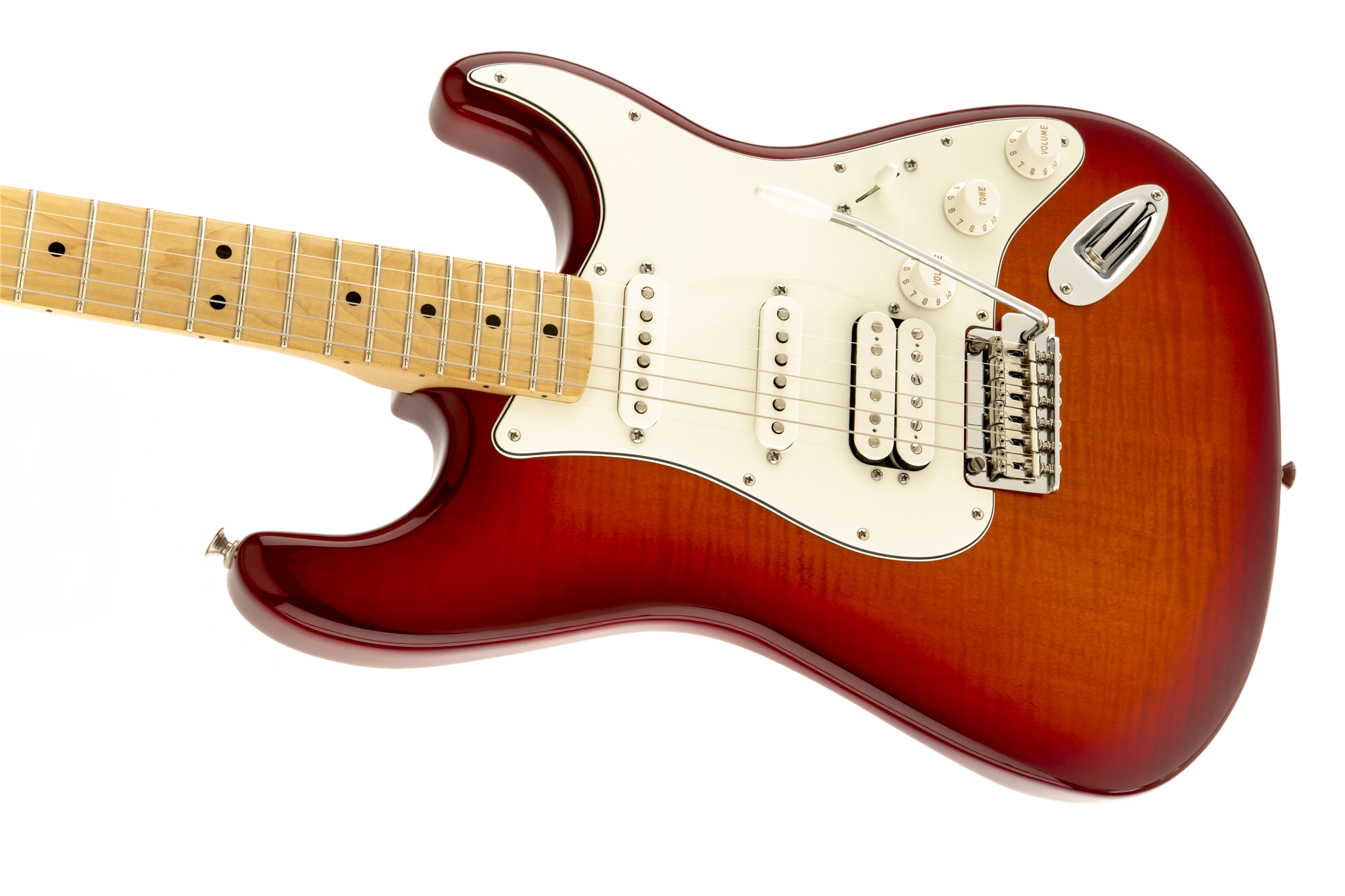 Fender® Deluxe Stratocaster® HSS Plus Top with iOS Connectivity, Maple Fingerboard, Aged Cherry Burst