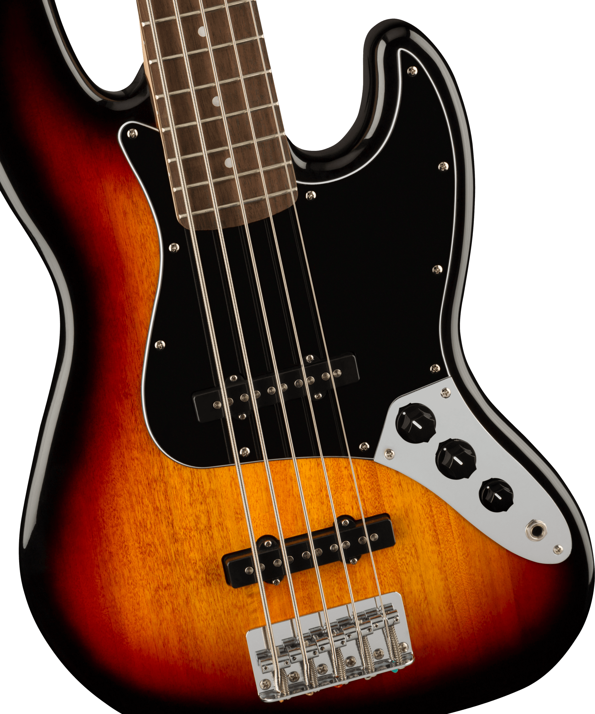 Squier® Affinity Series® Jazz Bass® V, Laurel Fingerboard, Black Pickguard, 3-Color Sunburst