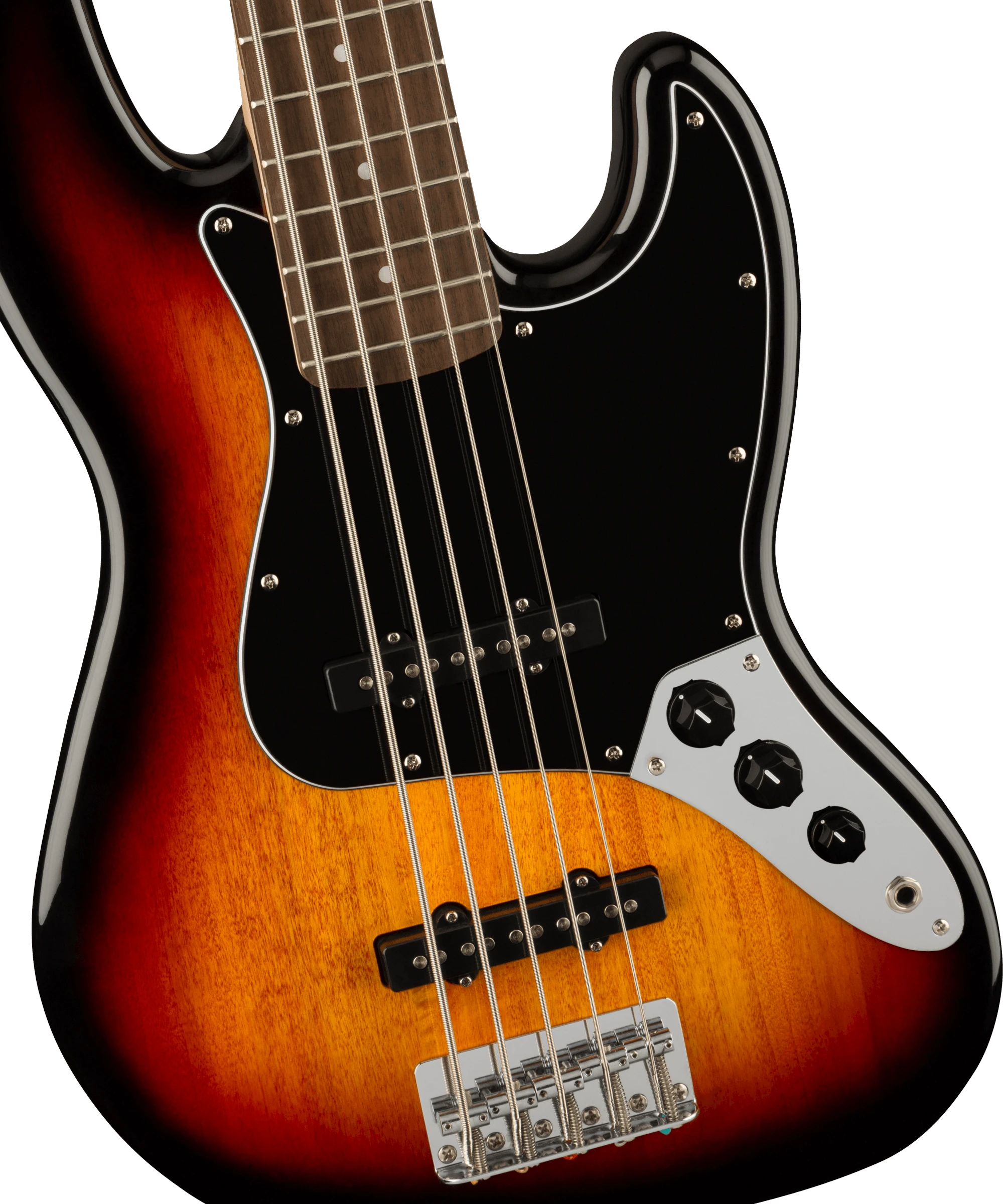 Squier® Affinity Series® Jazz Bass® V, Laurel Fingerboard, Black Pickguard, 3-Color Sunburst