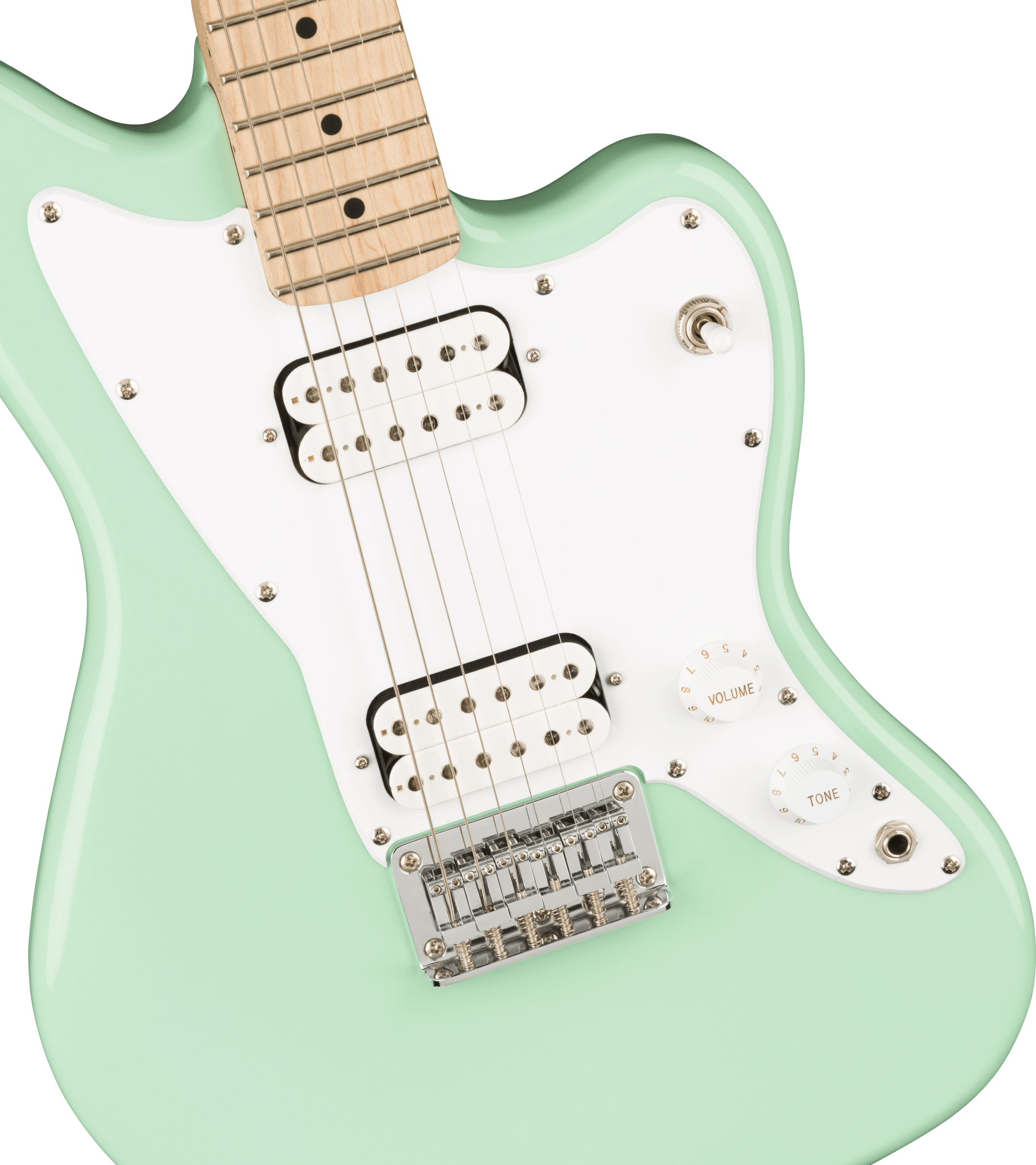 Squier® Mini Jazzmaster® HH, Maple Fingerboard, White Pickguard, Surf Green