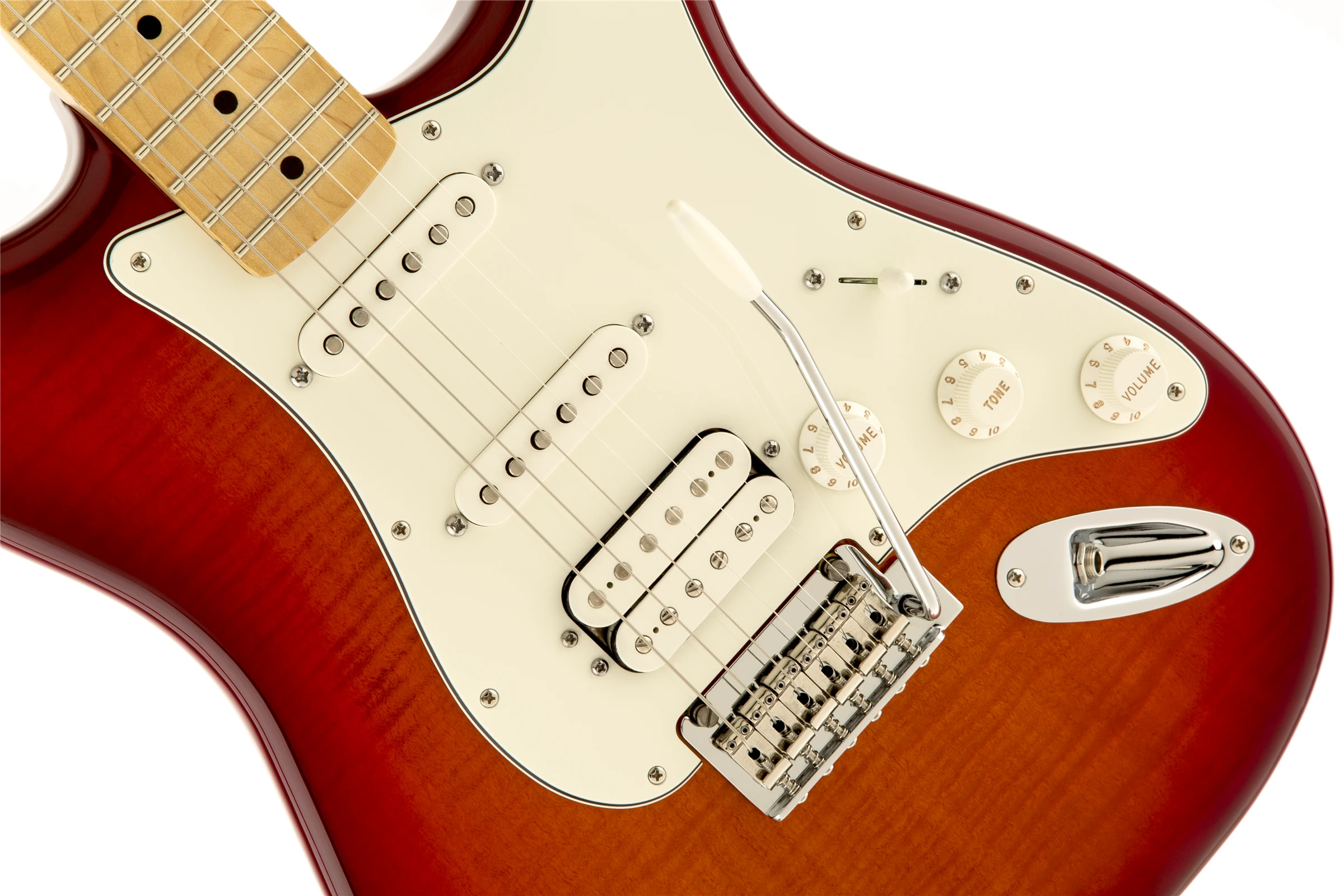 Fender® Deluxe Stratocaster® HSS Plus Top with iOS Connectivity, Maple Fingerboard, Aged Cherry Burst