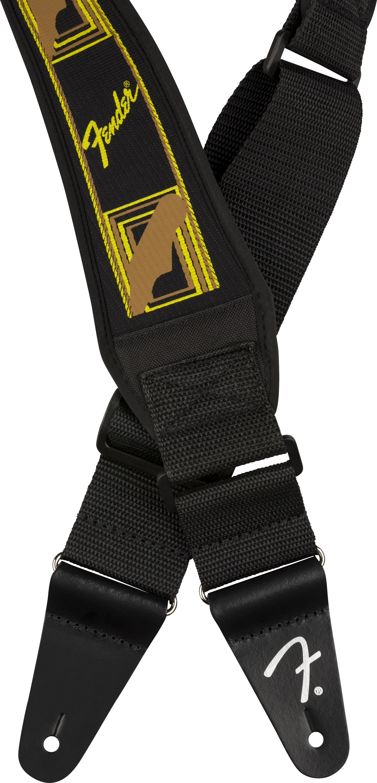 Fender® Swell™ Neoprene Strap, Blk/Ylw/Brn Mono, 2.5"
