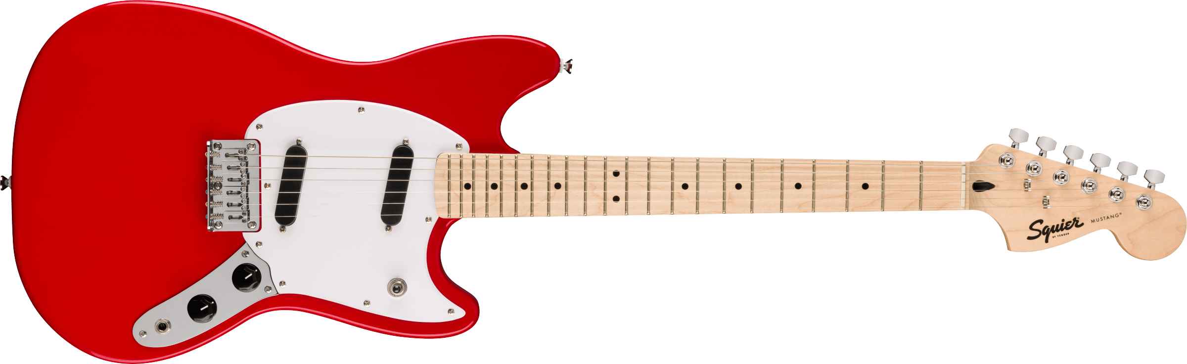 Squier® Squier Sonic® Mustang®, Maple Fingerboard, White Pickguard, Torino Red