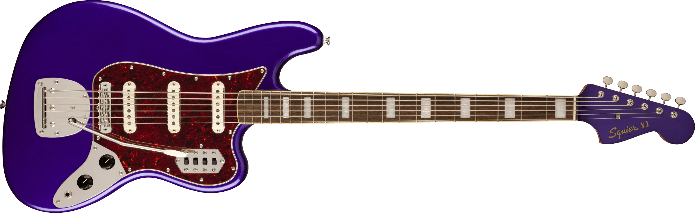 Squier® FSR Classic Vibe Bass VI, Laurel Fingerboard, Tortoiseshell Pickguard, Matching Headstock, Purple Metallic