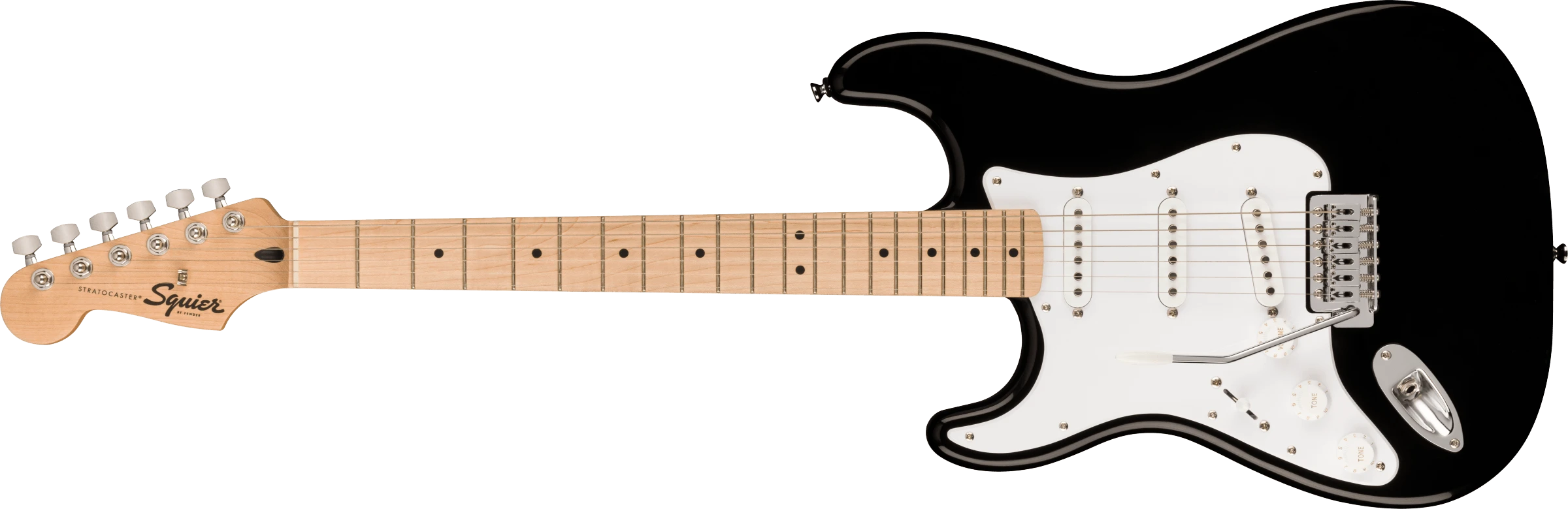 Squier® Squier Sonic® Stratocaster® Left-Handed, Maple Fingerboard, White Pickguard, Black