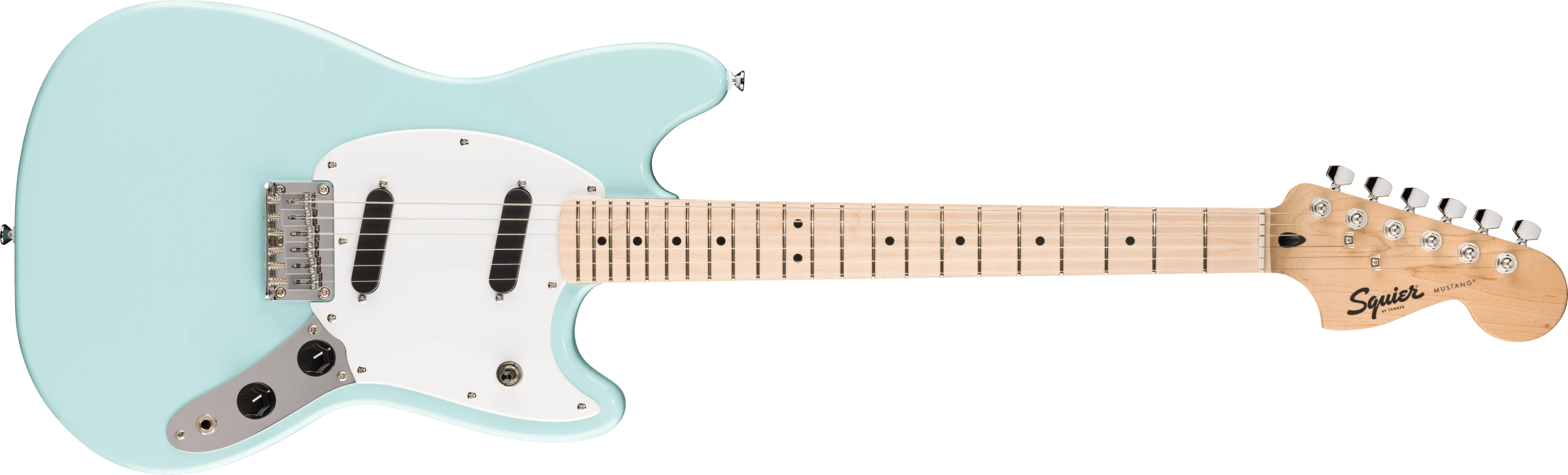 Squier® Squier Sonic® Mustang®, Maple Fingerboard, White Pickguard, Daphne Blue