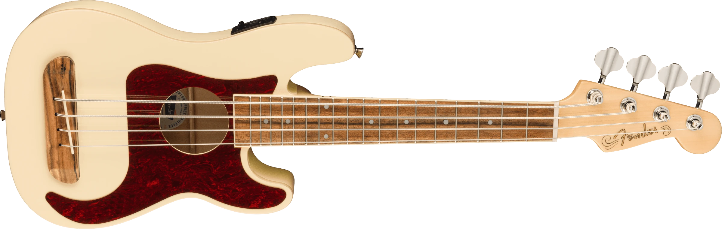 Fender® Fullerton Precision Bass® Uke, Walnut Fingerboard, Tortoiseshell Pickguard, Olympic White