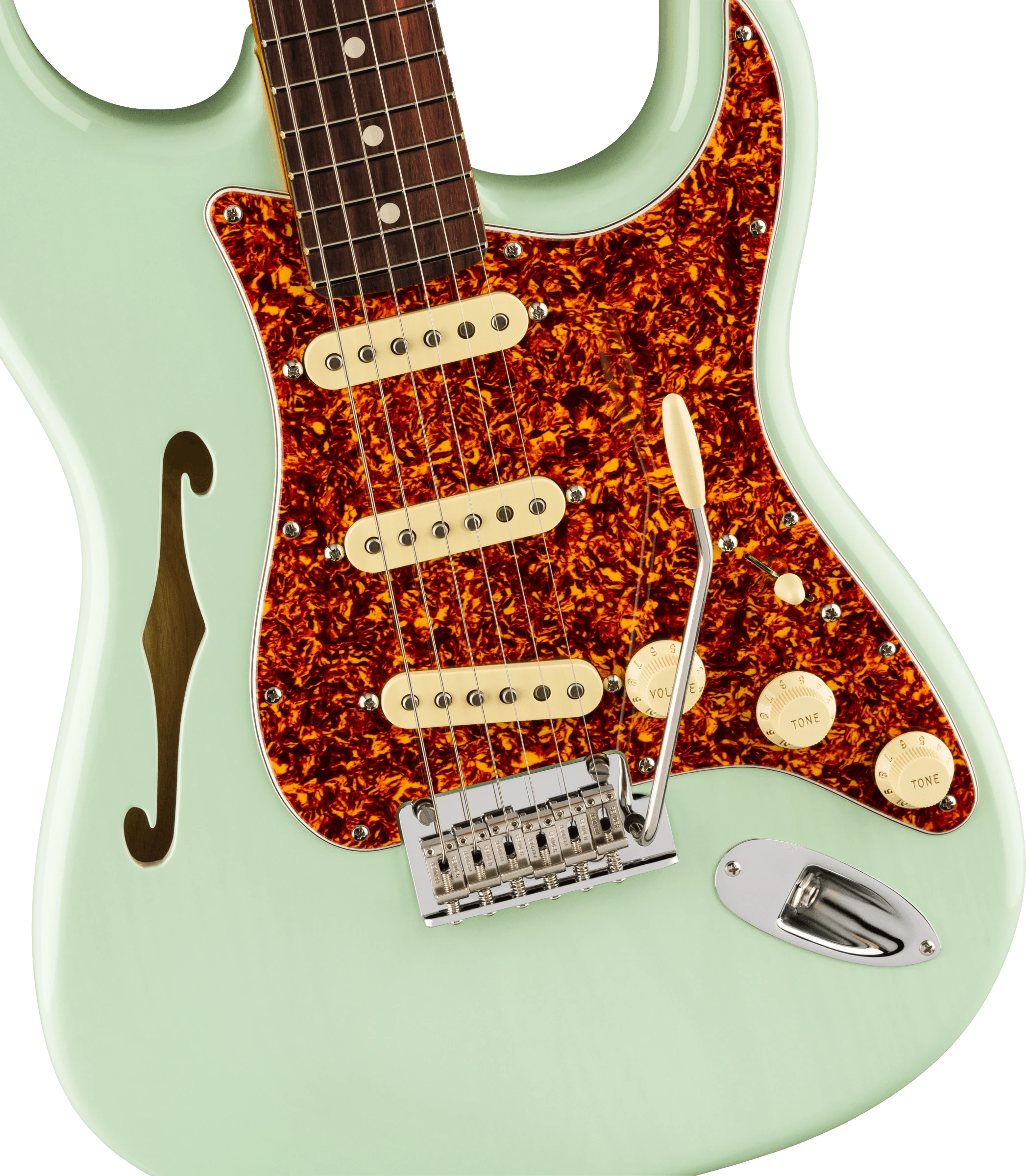 Fender® American Professional II Stratocaster® Thinline, Rosewood Fingerboard, Transparent Surf Green