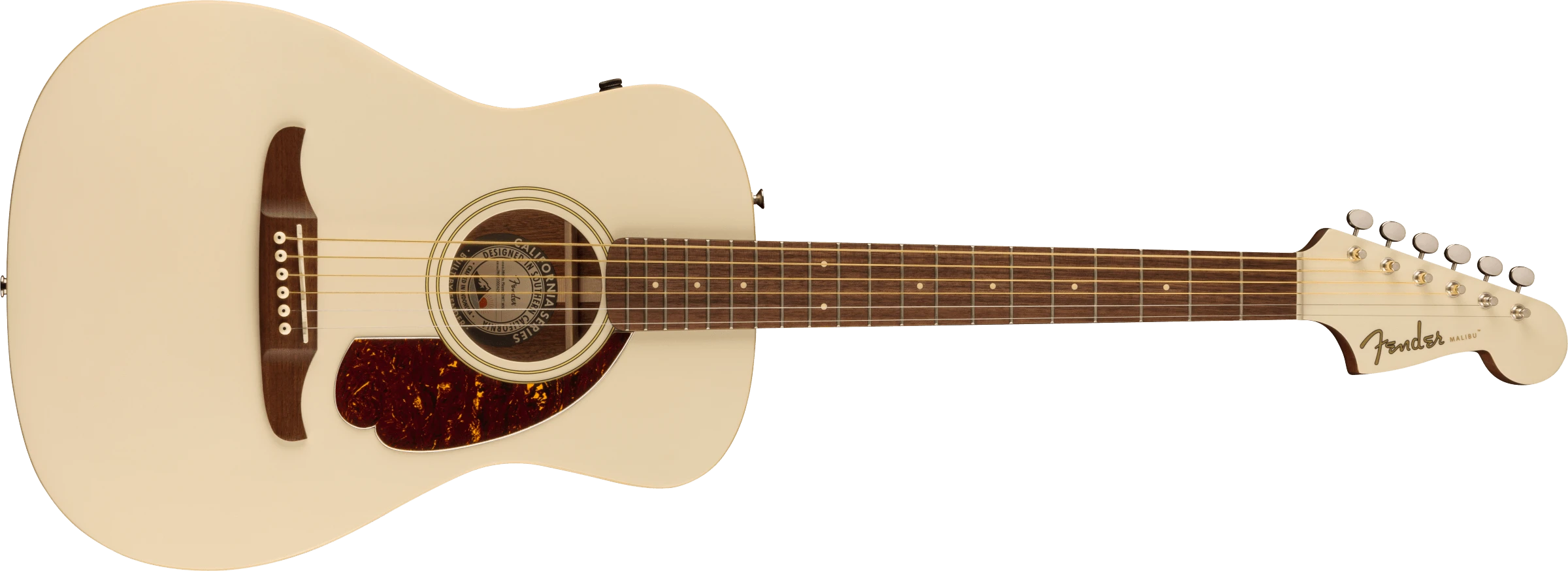 Fender® Malibu Player, Walnut Fingerboard, Tortoiseshell Pickguard, Olympic White