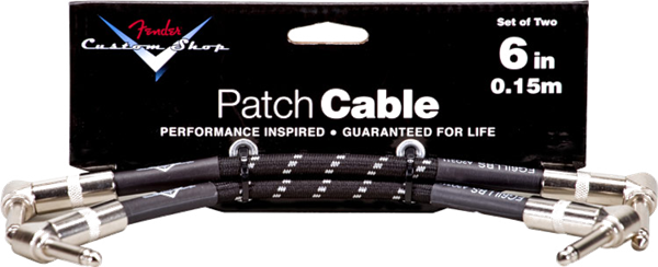 Fender® Custom Shop Performance Series Cable (Two-Pack), 6”, Black Tweed