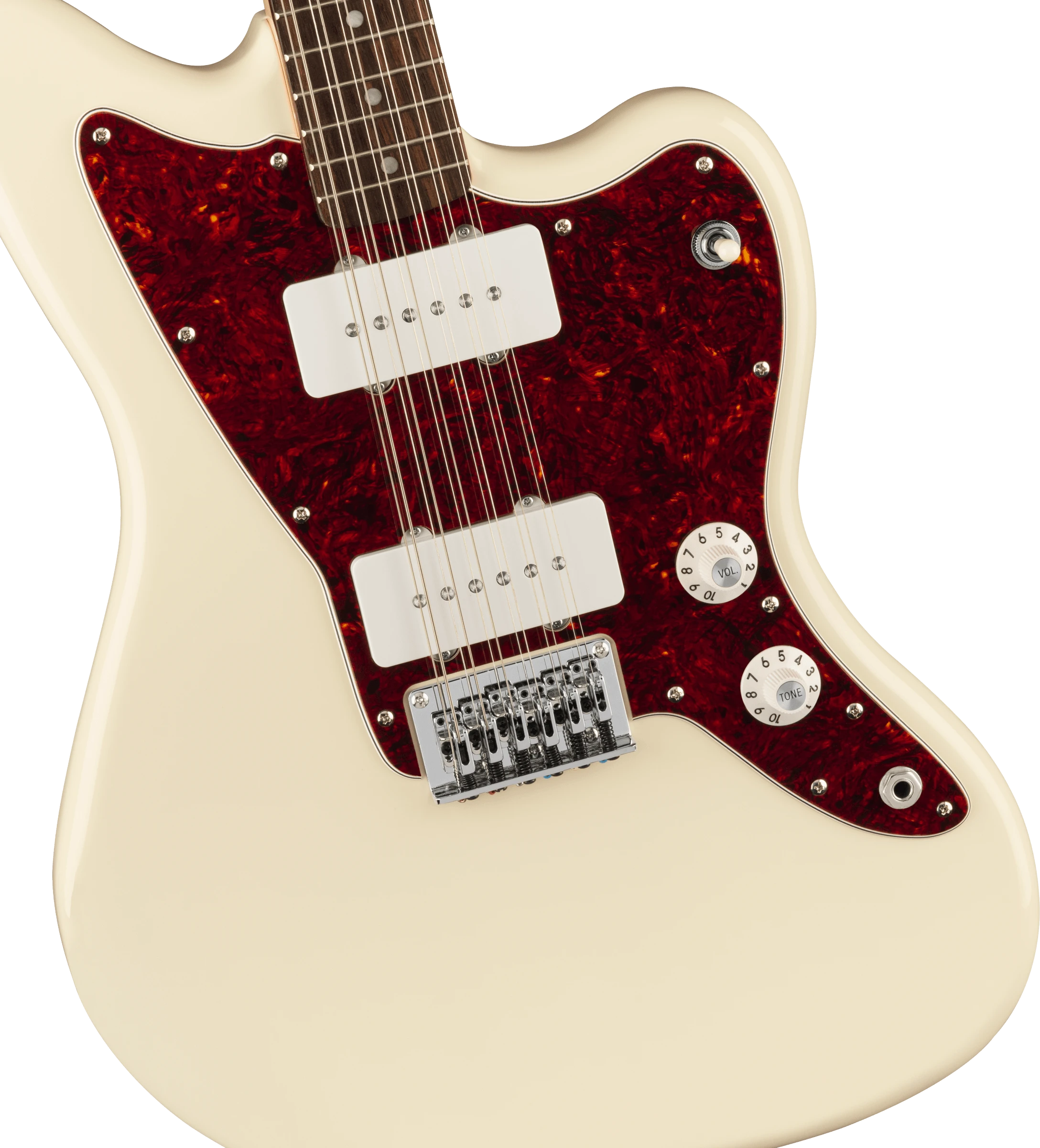 Squier® Paranormal Jazzmaster® XII, Laurel Fingerboard, Tortoiseshell Pickguard, Olympic White