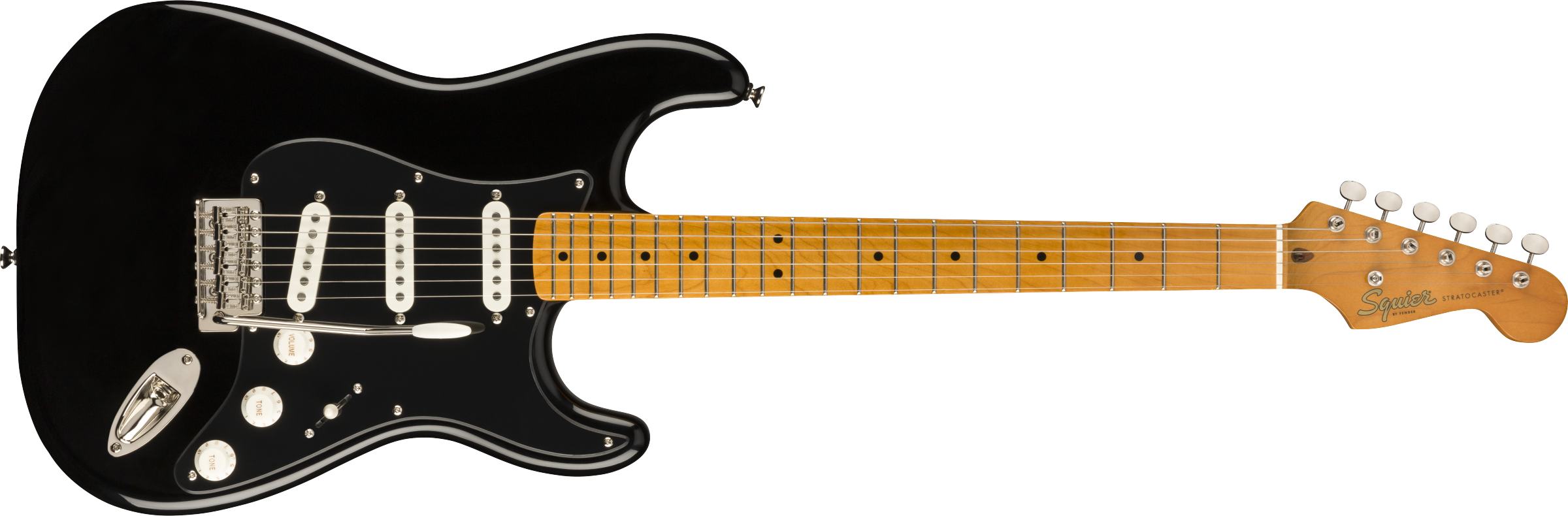 Squier® FSR Classic Vibe '50s Stratocaster®, Maple Fingerboard, Black with Black Pickguard